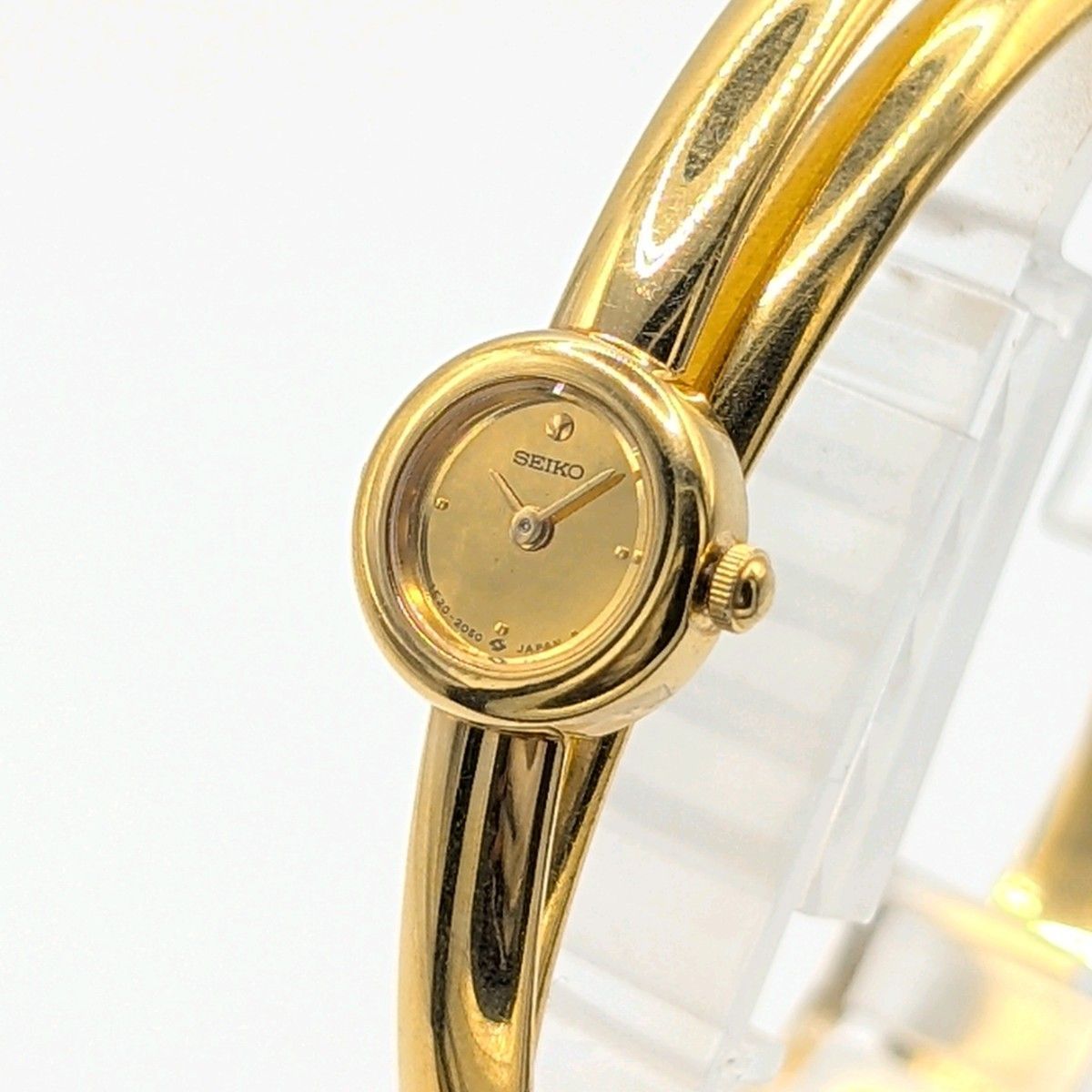 SEIKO 1E20-0660 Watch quartz Ladies G Y2K Vintage Working セイコー 時計 クオーツ バングルウォッチ 2連リング 90S レディース ゴールド ヴィンテージ 稼働品