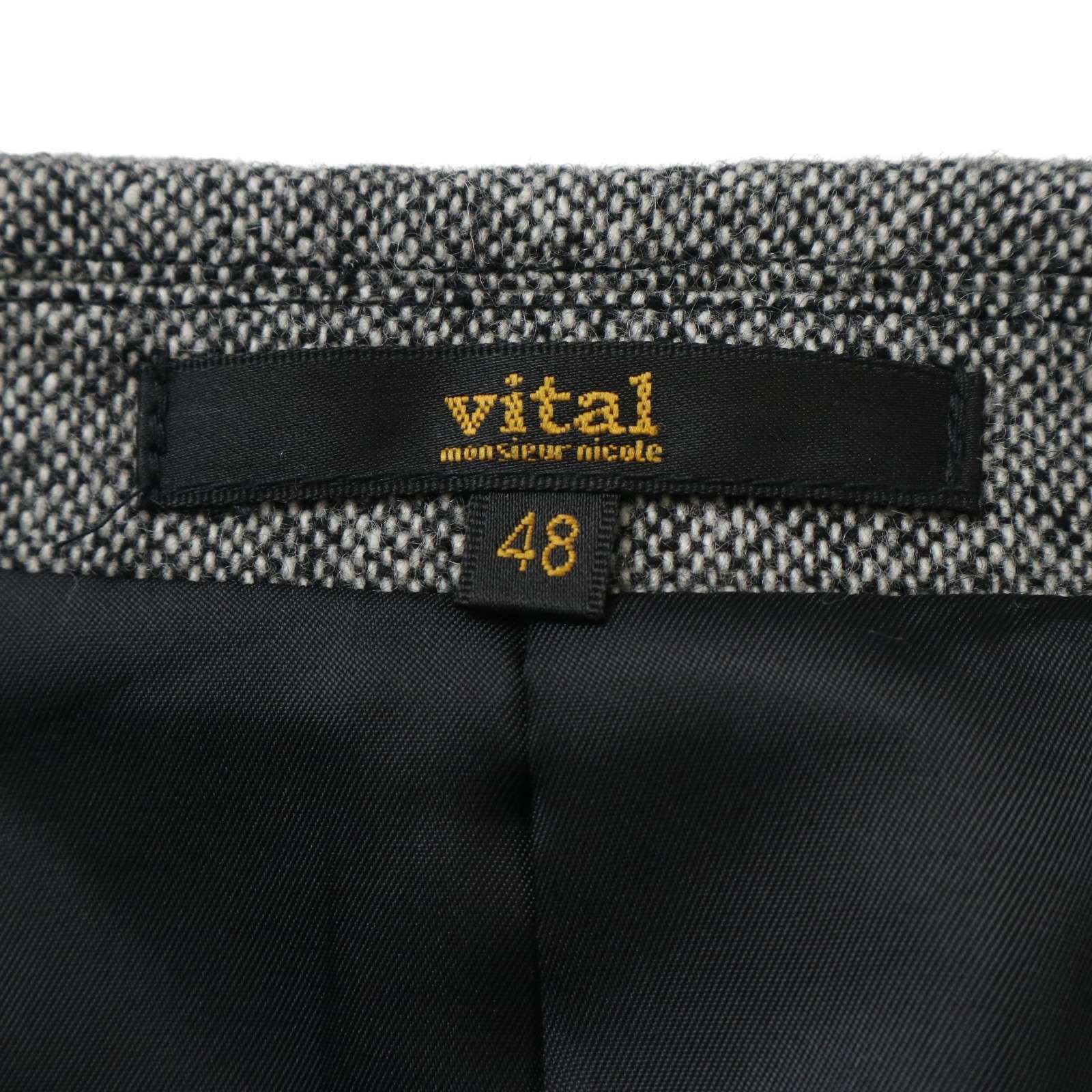 新品 vital ムッシュニコル トラッド ウール ツイードジャケット 50 (LL) 紺 【J52134】 MONSIEUR NICOLE 秋冬 ブレザー 段返り メンズ