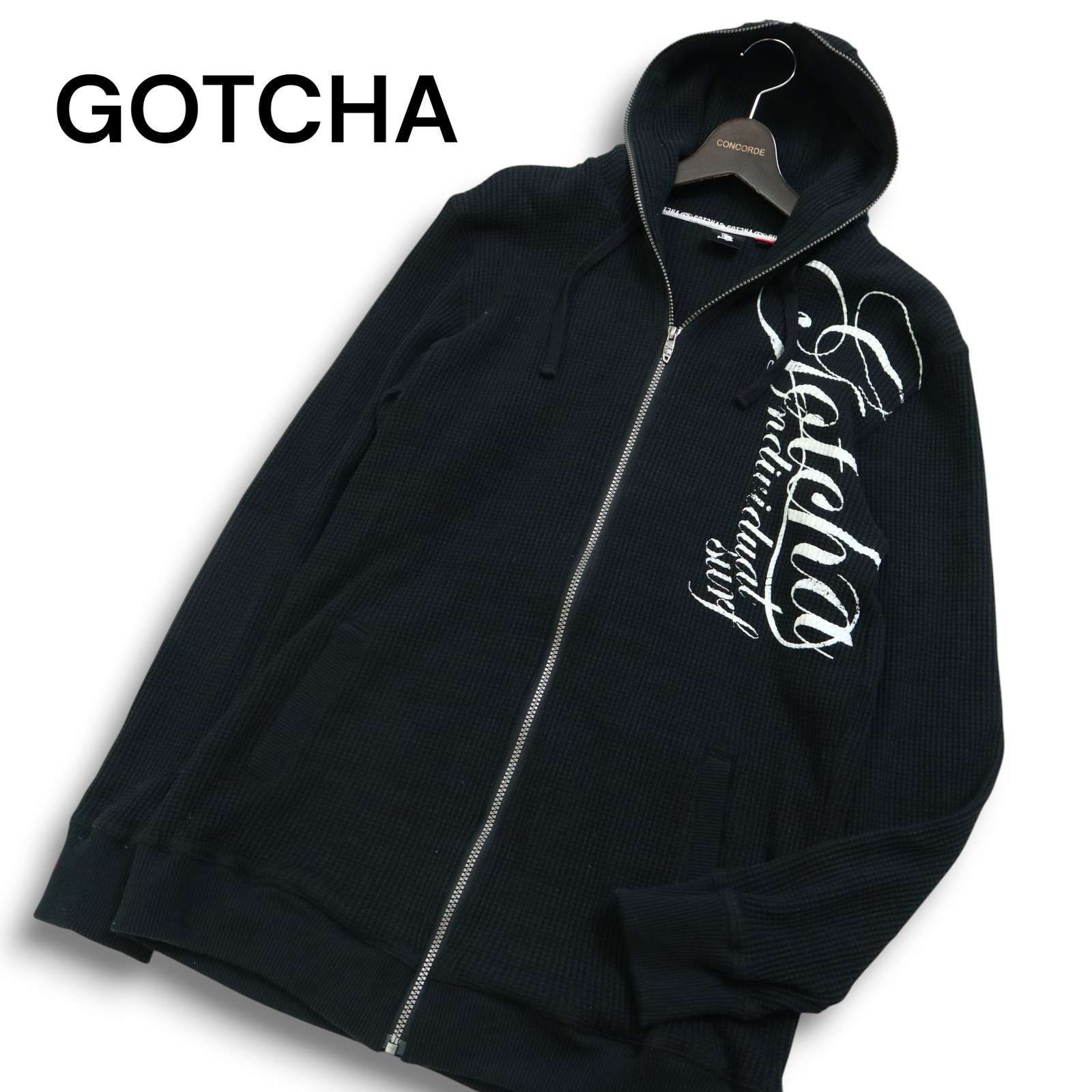 GOTCHA ガッチャ 通年☆ ビッグ ロゴ ワッフル サーマル パーカー 