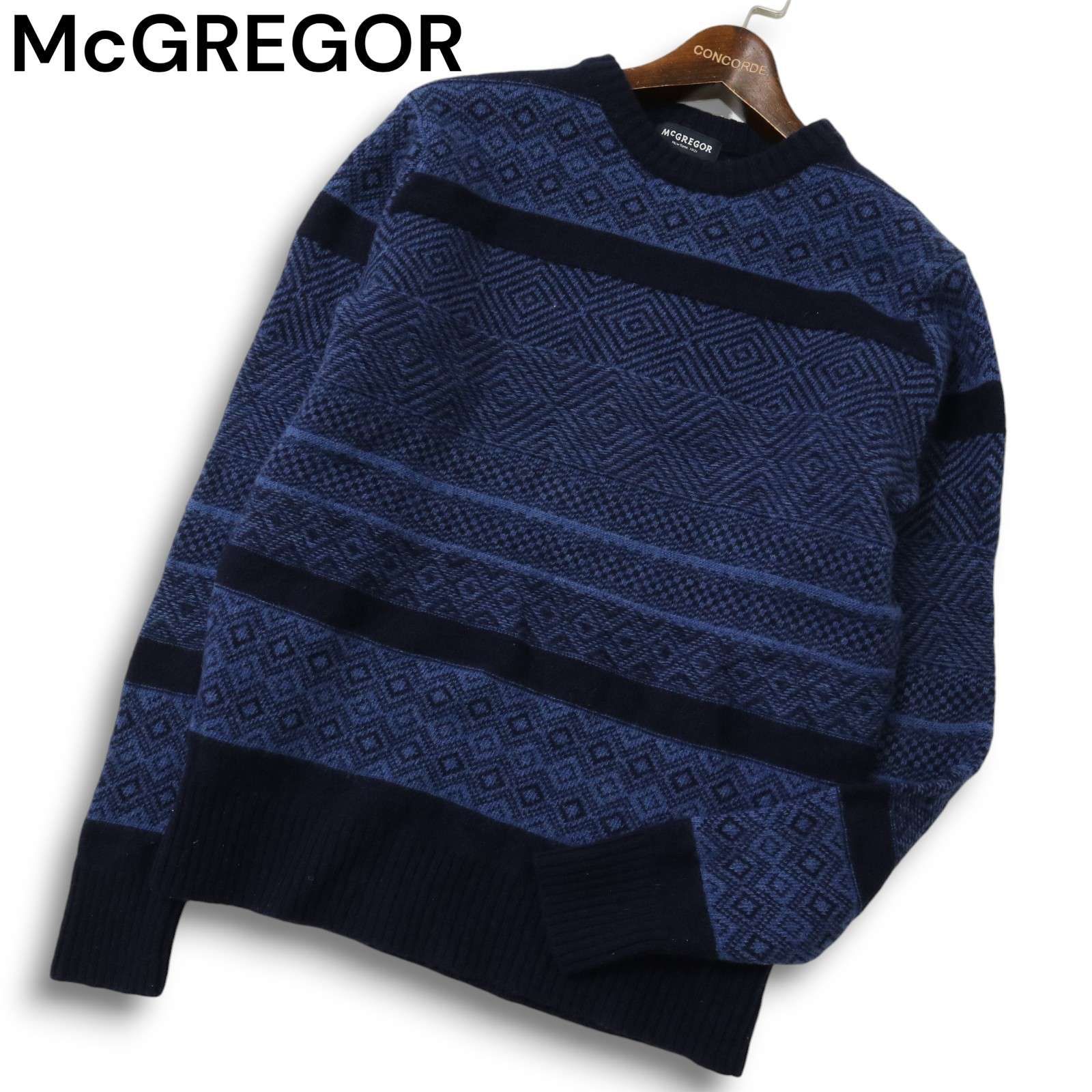McGREGOR マクレガー 秋冬 ウール100％☆ 幾何学柄 ニット セーター Sz 