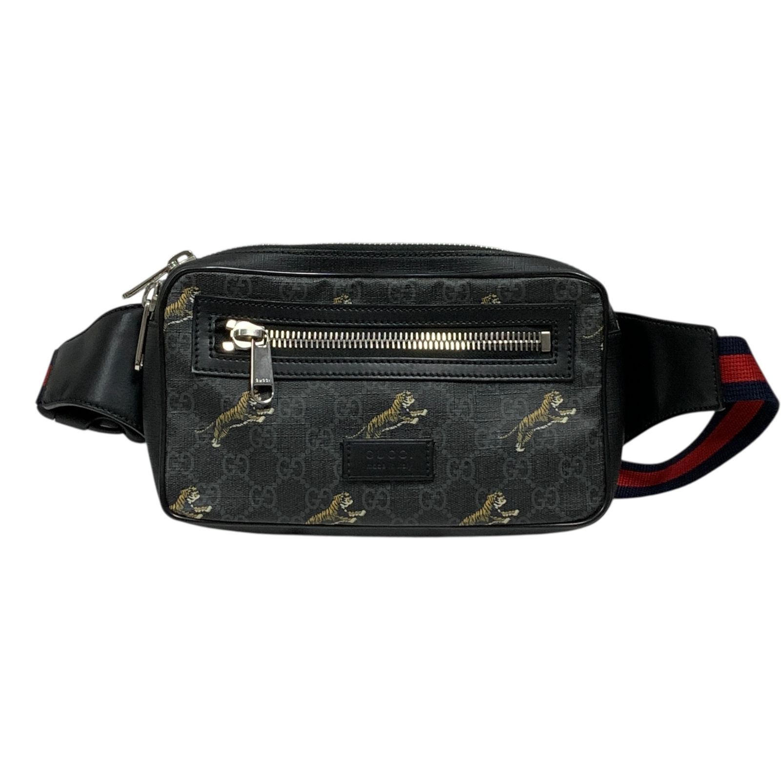 GUCCI グッチ ボディバッグ ベルトバッグ GGスプリーム PVC タイガー ブラック 474293 本体のみ メンズ ◆ 品◆ V100742NR