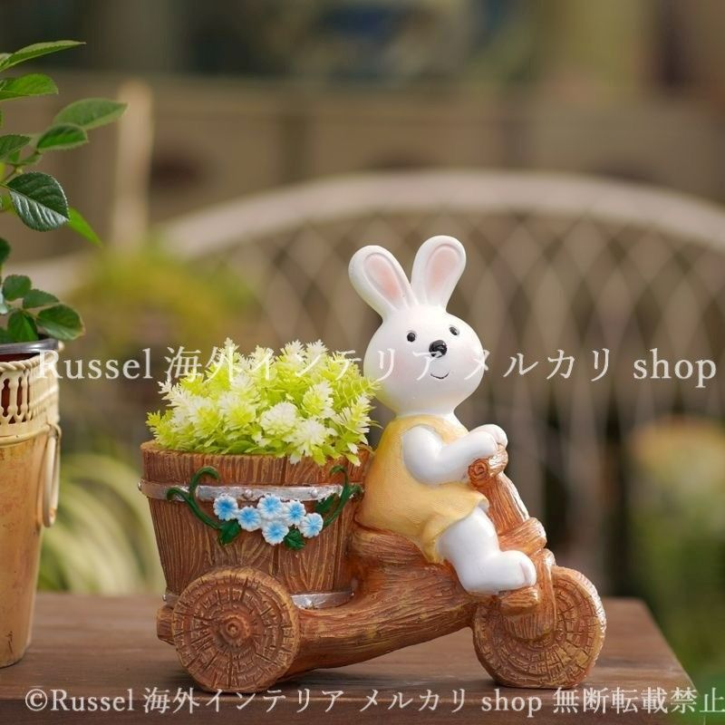 レトロ Happy Birthday ウサギ 他 木製パネル 18枚セット品 園芸用品 プランター うさぎ 自転車 樹脂 鉢植え ラビット ウサギ