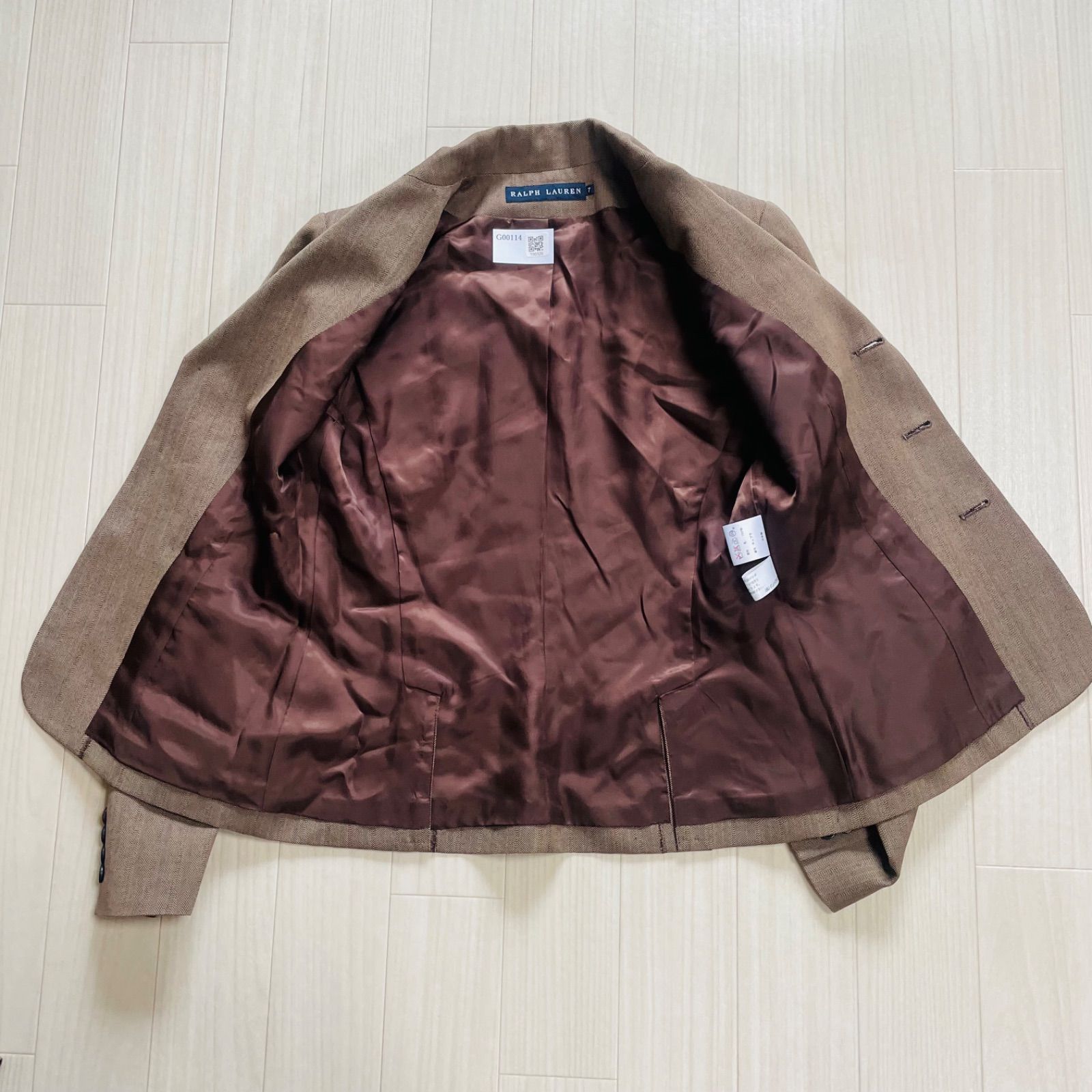 ラルフローレン　セットアップ　ヘリンボーン　ジャケット　ロングスカート　ボタン ラルフローレン セットアップ ヘリンボーン ジャケット ロングスカート