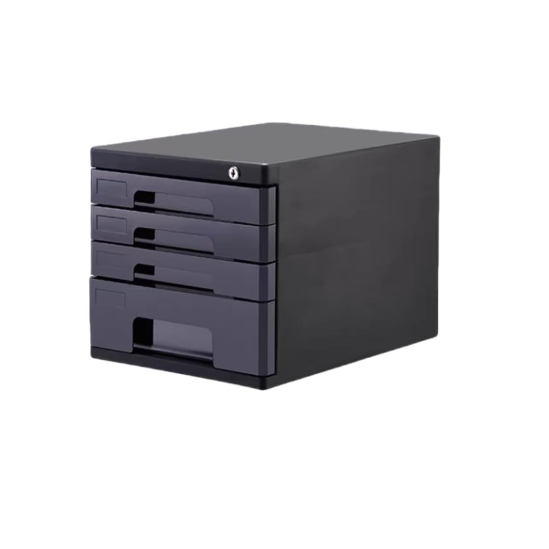 Jiza 鍵付き ミニチェスト オフェス 卓上収納ケース 引き出し 机上収納ボックス デスクトップ 装飾品 化粧品 文房具収納 ブラック 4段