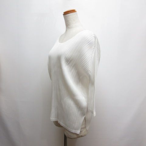 プリーツプリーズ PLEATS PLEASE ISSEY MIYAKE ドルマン プリーツ カットソー 3 白 ホワイト PP 01-JK 201 七分袖 イッセイミヤケ