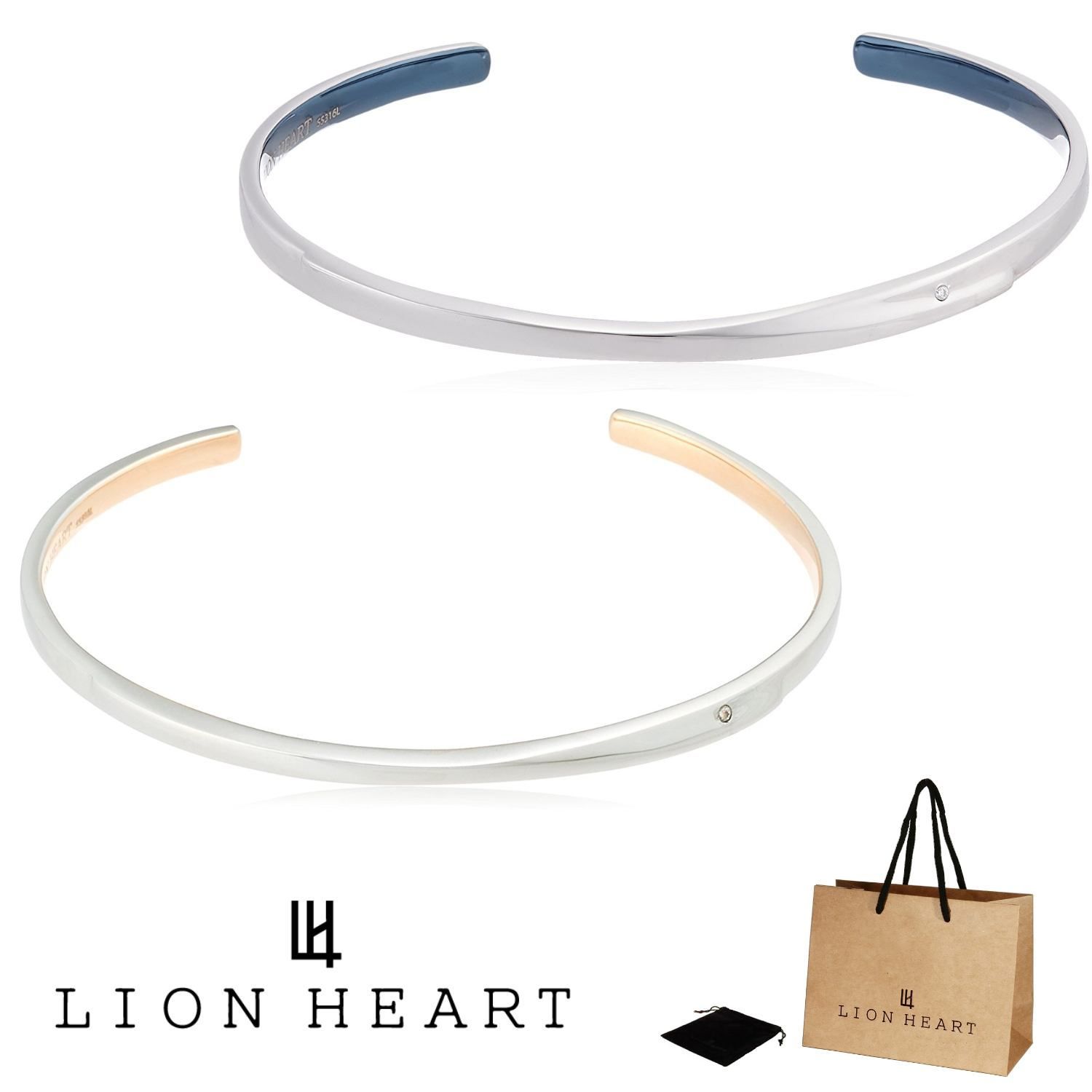 ブレスレット ペア ライオンハート LION HEART ２本セット 04B124 04B124SM 04B124SL ペアライン メンズ レディース サージカル ステンレス カフブレスレット バングル ギフト プレゼント おすすめ 誕生日 祝い 正規品