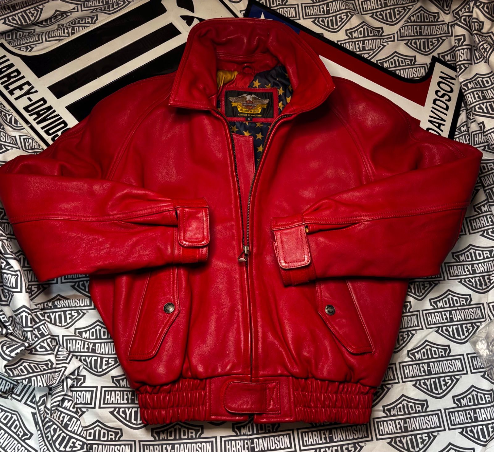 ⭐️ハーレーダビッドソン⭐️3D立体エンボスエンブレム本革製ジャケット限定レアモデル ⭐️ハーレーダビッドソン⭐️3Dロゴエンブレム本革製ジャケット限定