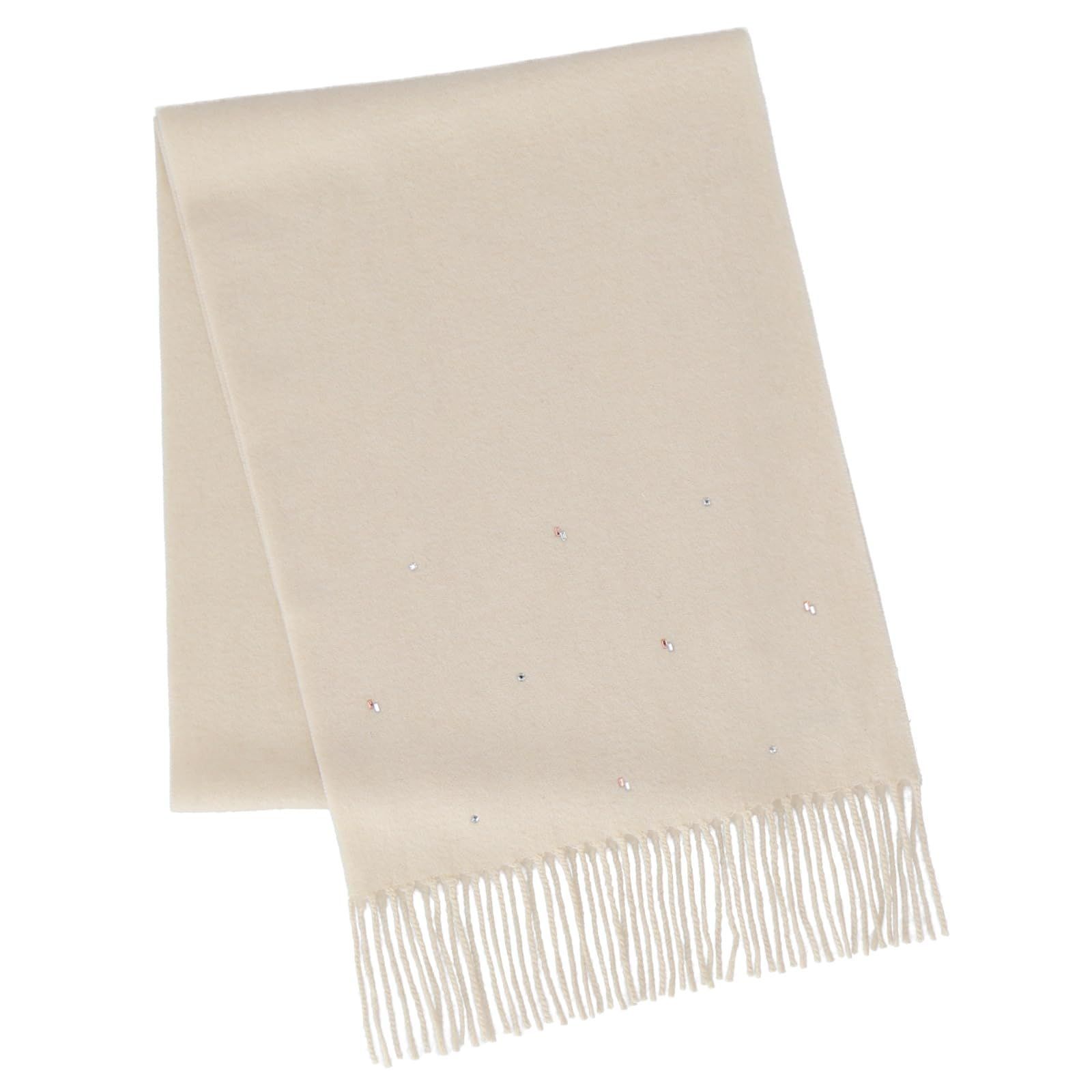 新着商品 横30cm×縦180cm 約 ホワイト A 60116007A レディース マフラー 60116007 カシミヤラインストーンマフラー ジルスチュアート