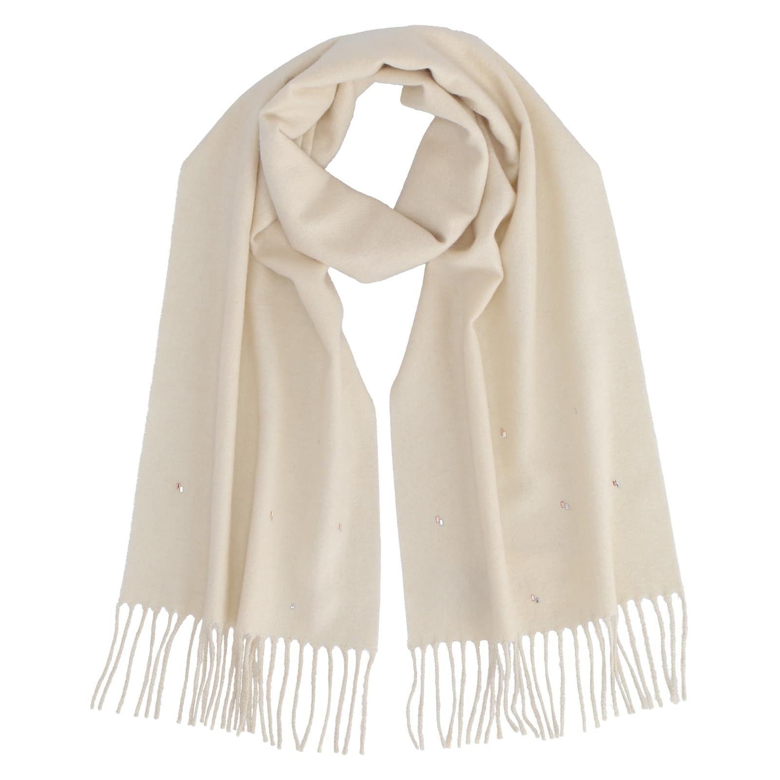 新着商品 横30cm×縦180cm 約 ホワイト A 60116007A レディース マフラー 60116007 カシミヤラインストーンマフラー ジルスチュアート