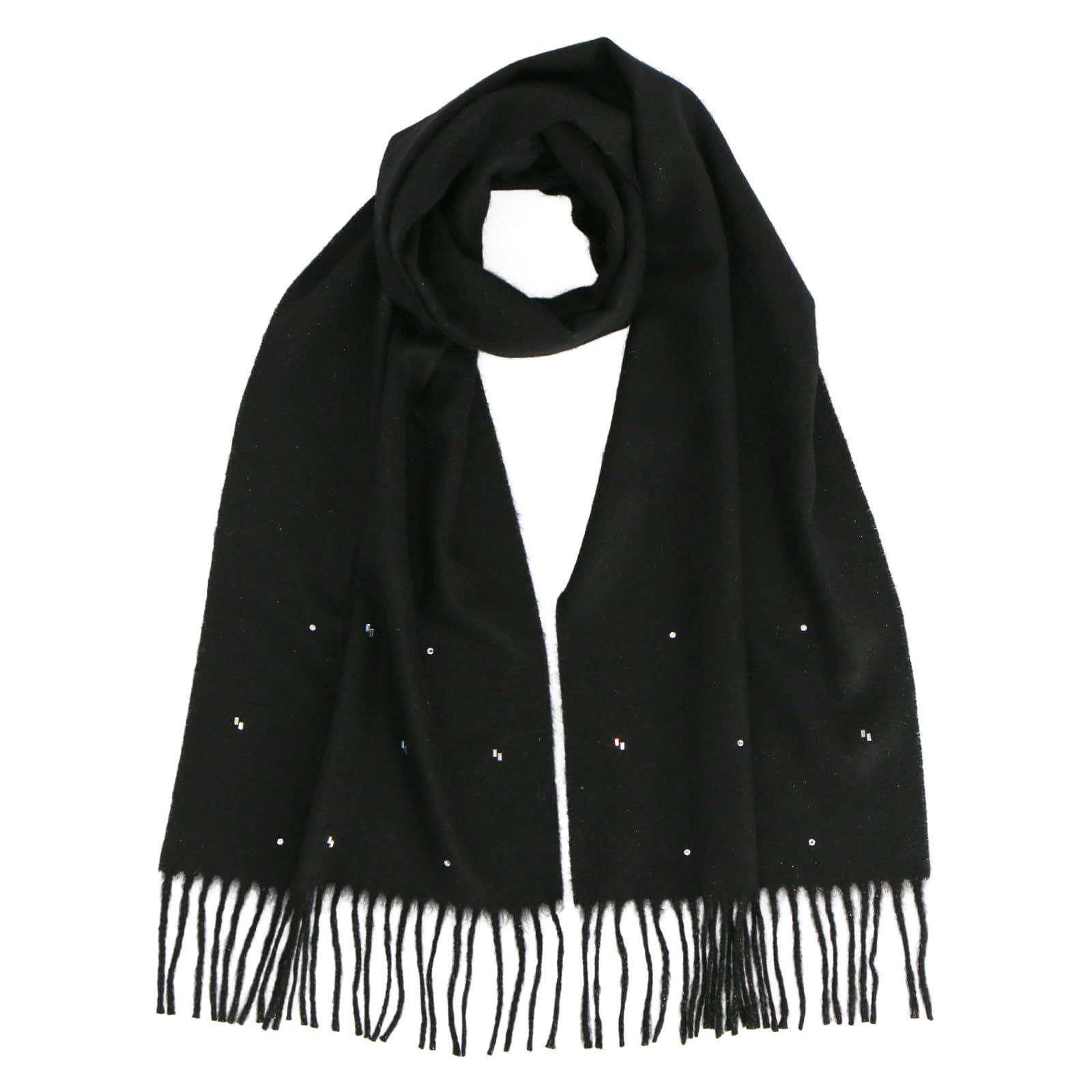 レディース 60116007C マフラー ブラック C 60116007 約 カシミヤラインストーンマフラー 横30cm×縦180cm ジルスチュアート