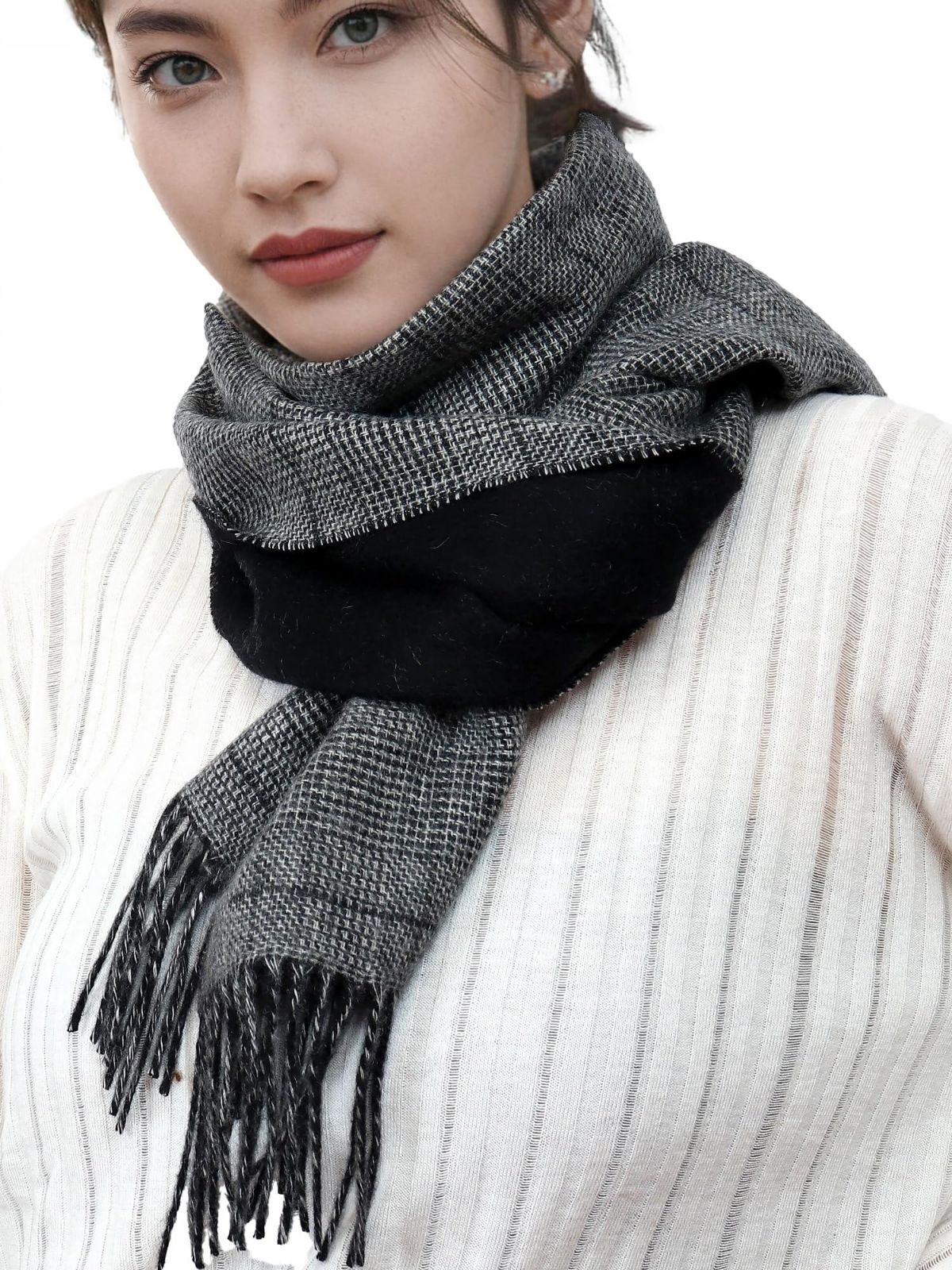 人気商品 カシミヤ リバーシブル bovo マフラー ダブルフェイス