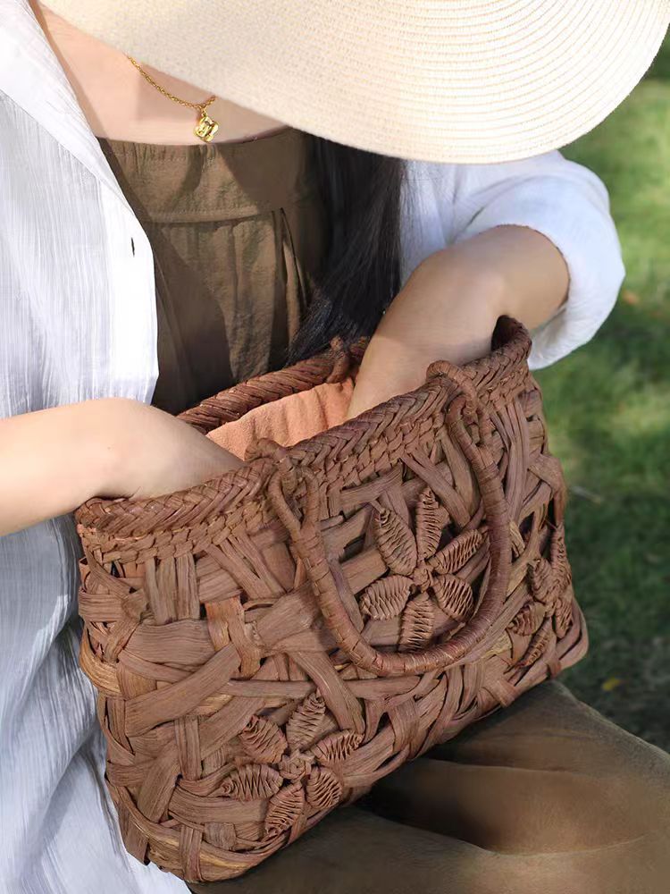 手編み山葡萄籠バッグ バスケット籐かご