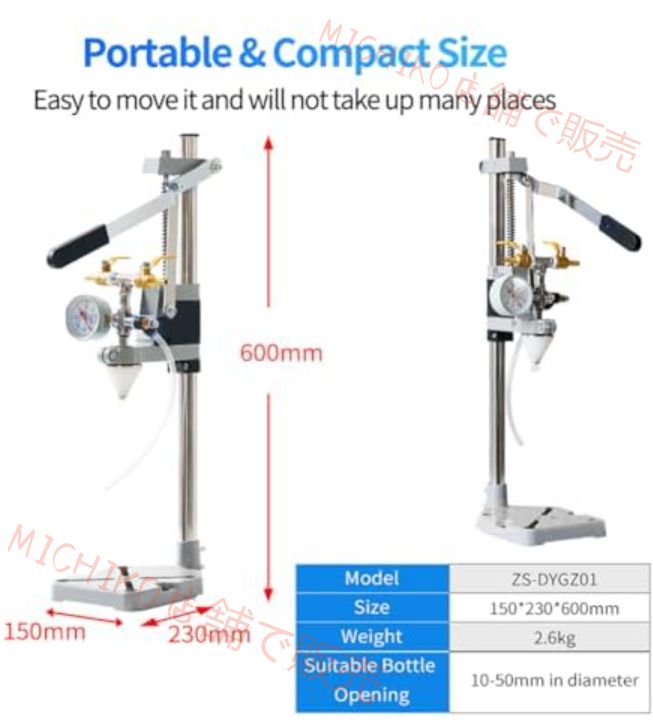 圧力計と排気バルブ付きワイン飲料消泡充填機 10-50mm充填ボトル口