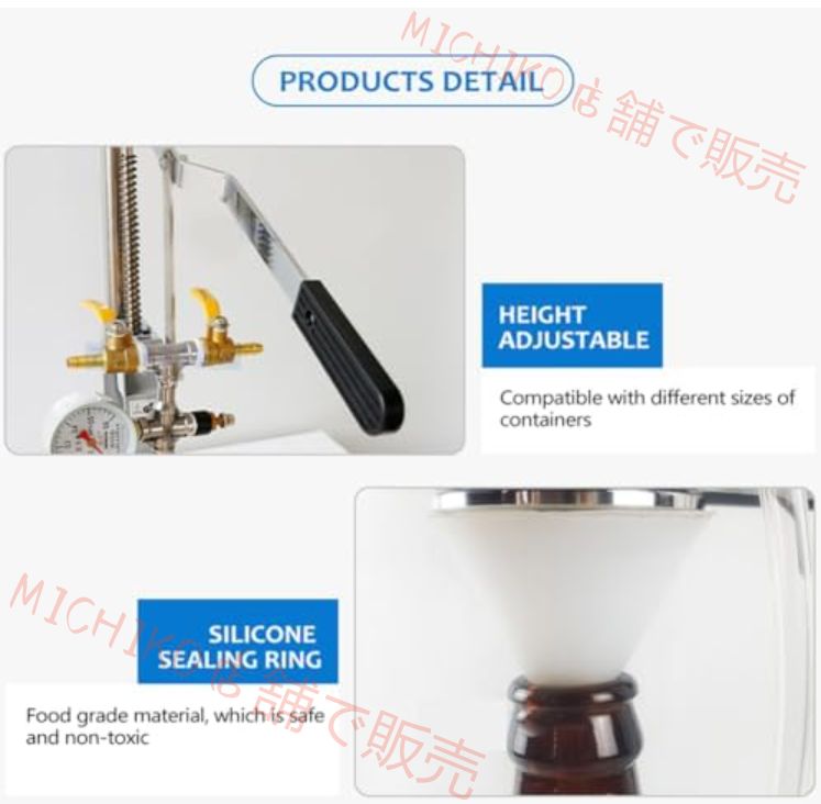 圧力計と排気バルブ付きワイン飲料消泡充填機 10-50mm充填ボトル口
