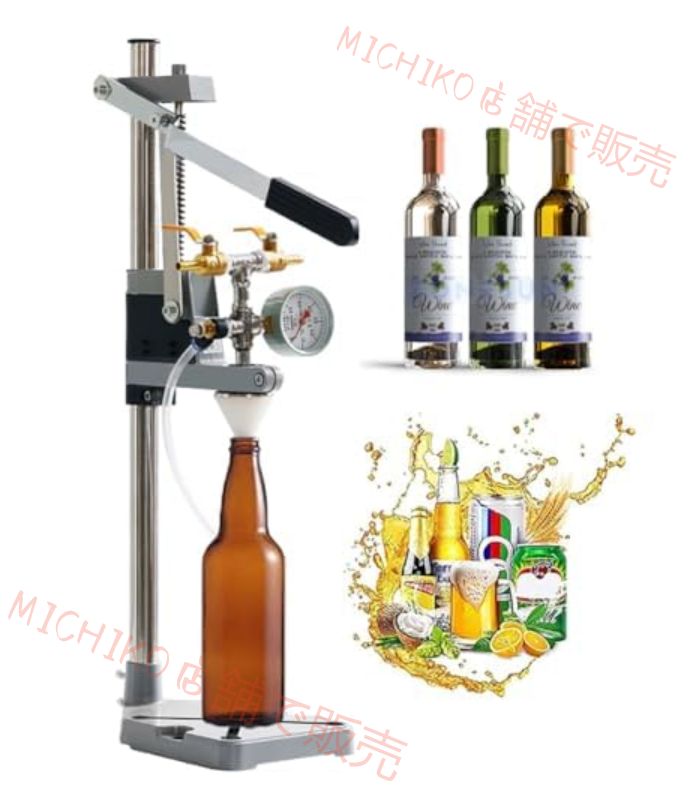 ビールボトル充填機手動逆圧ボトルフィラー 圧力計と排気バルブ付きワイン飲料消泡充填機 10-50mm充填ボトル口 液体充填ツール