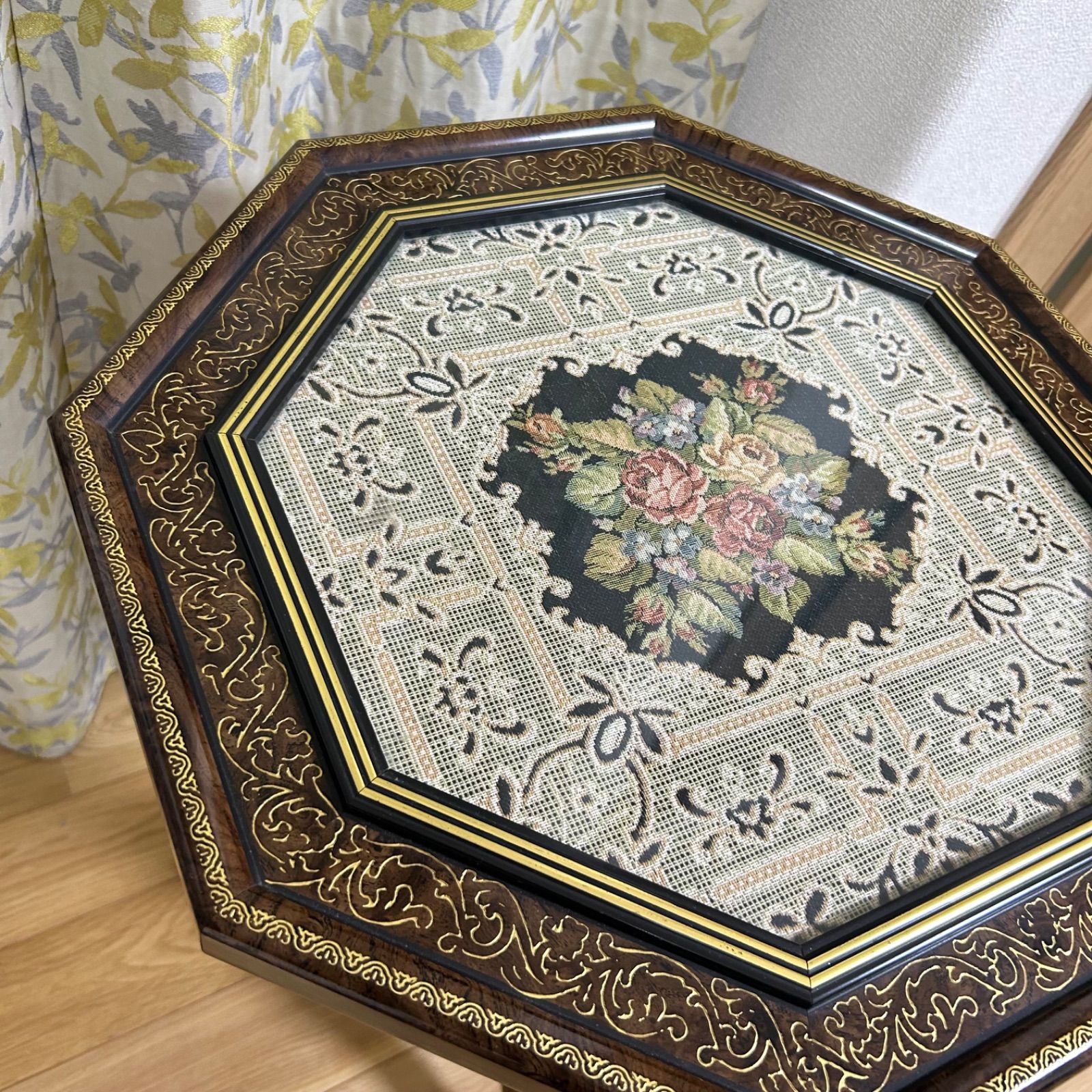 イタリア製アンティーク八角テーブル コーヒーテーブル サイドテーブル