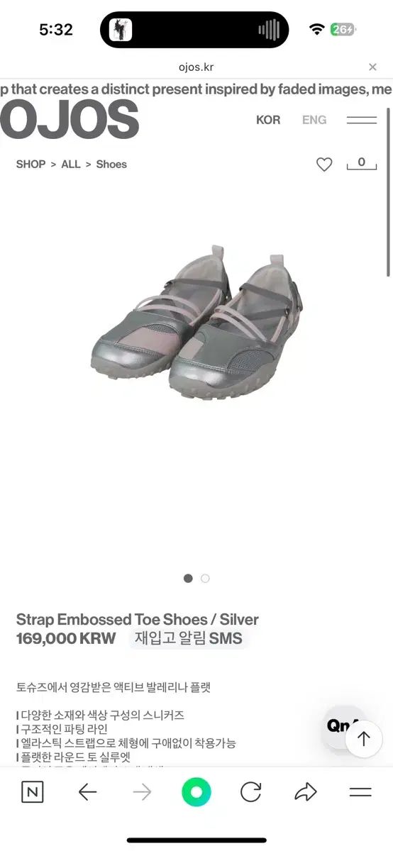 オホス トウシューズ シルバー 240