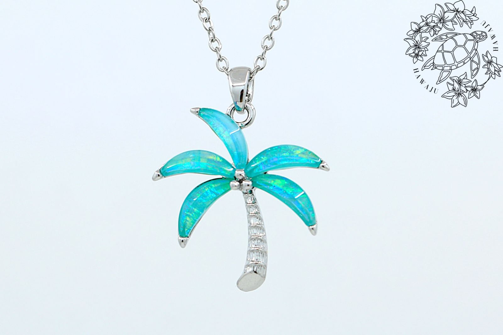 ペンダントトップ（チェーン付き） ヤシ グリーンレジン ハワイアン