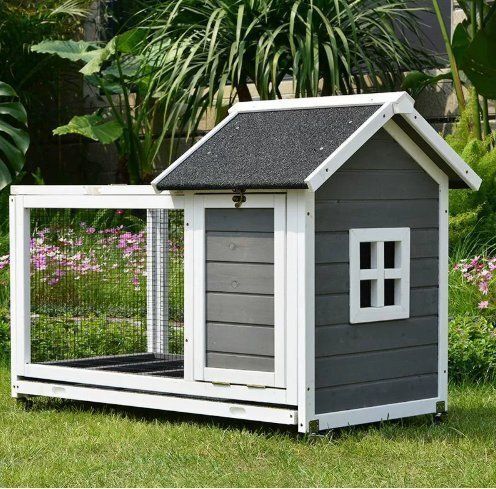 うさぎの籠の巣うさぎの家うさぎの別荘戸外の室内の無垢材雨を防ぐ日干し防腐車輪が付いています底のネットが付いてよく手入れします