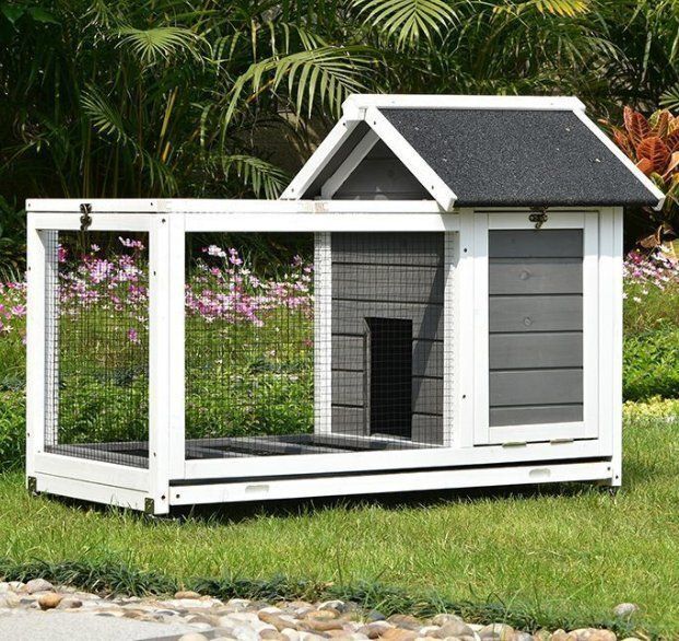 うさぎの籠の巣うさぎの家うさぎの別荘戸外の室内の無垢材雨を防ぐ日干し防腐車輪が付いています底のネットが付いてよく手入れします