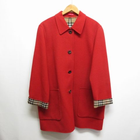 バーバリーズ Burberrys ウール ステンカラー コート 9AR 赤 レッド