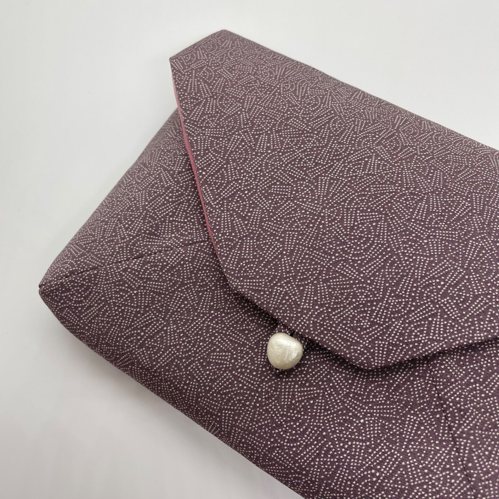 大きめサイズ パープルグレーのお着物で作ったフ