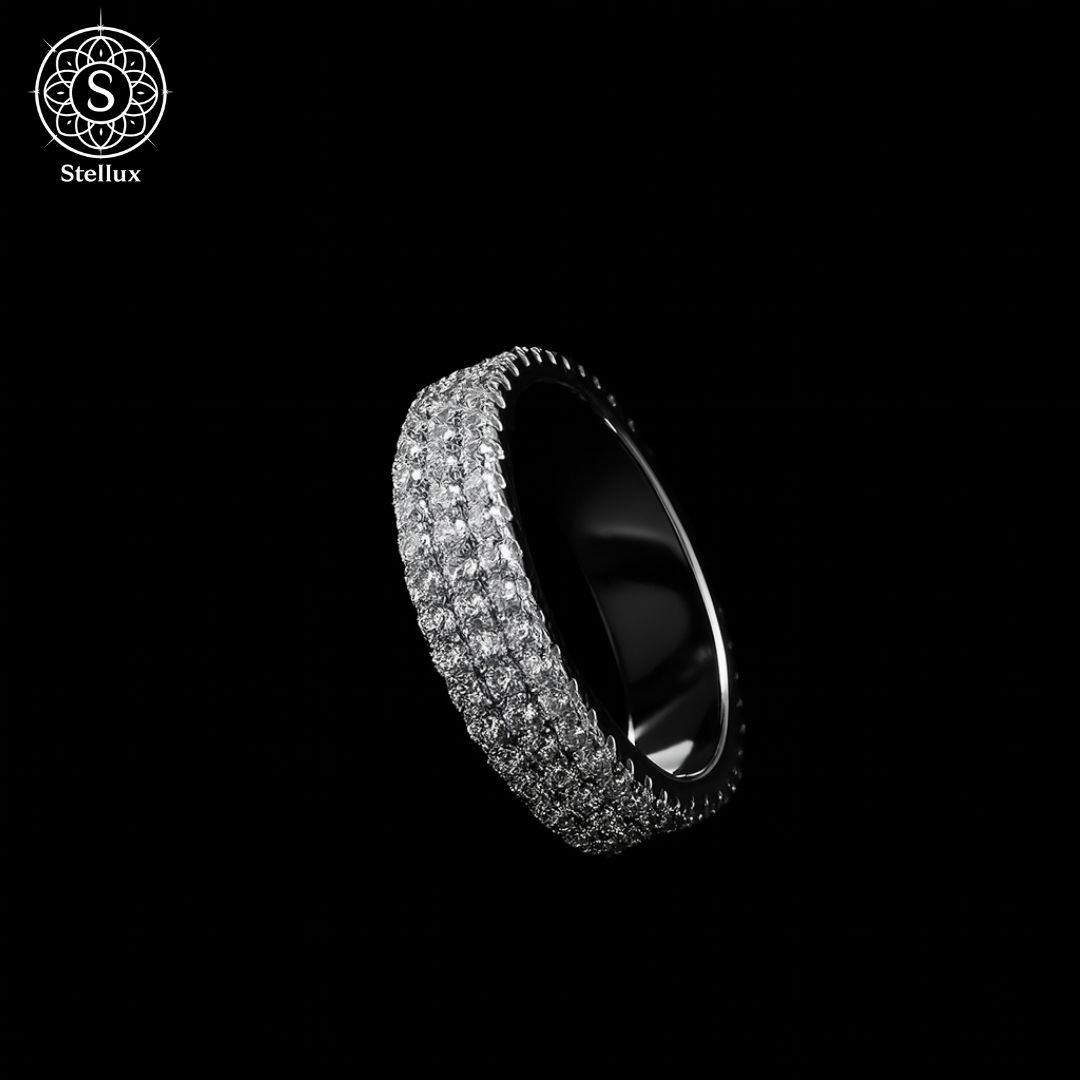 最旬トレンド テニスチェーンリング VVS1モアサナイト×三層パヴェ S925刻印 18Kホワイトゴールドコーティング GRA鑑定書付 ユニセックス 指輪 メンズ レディース ブリンブリン 感 Stellux 一生モノ ジュエリー ギフト プレゼント WWW_SUPERTOOLSSHOP_NL