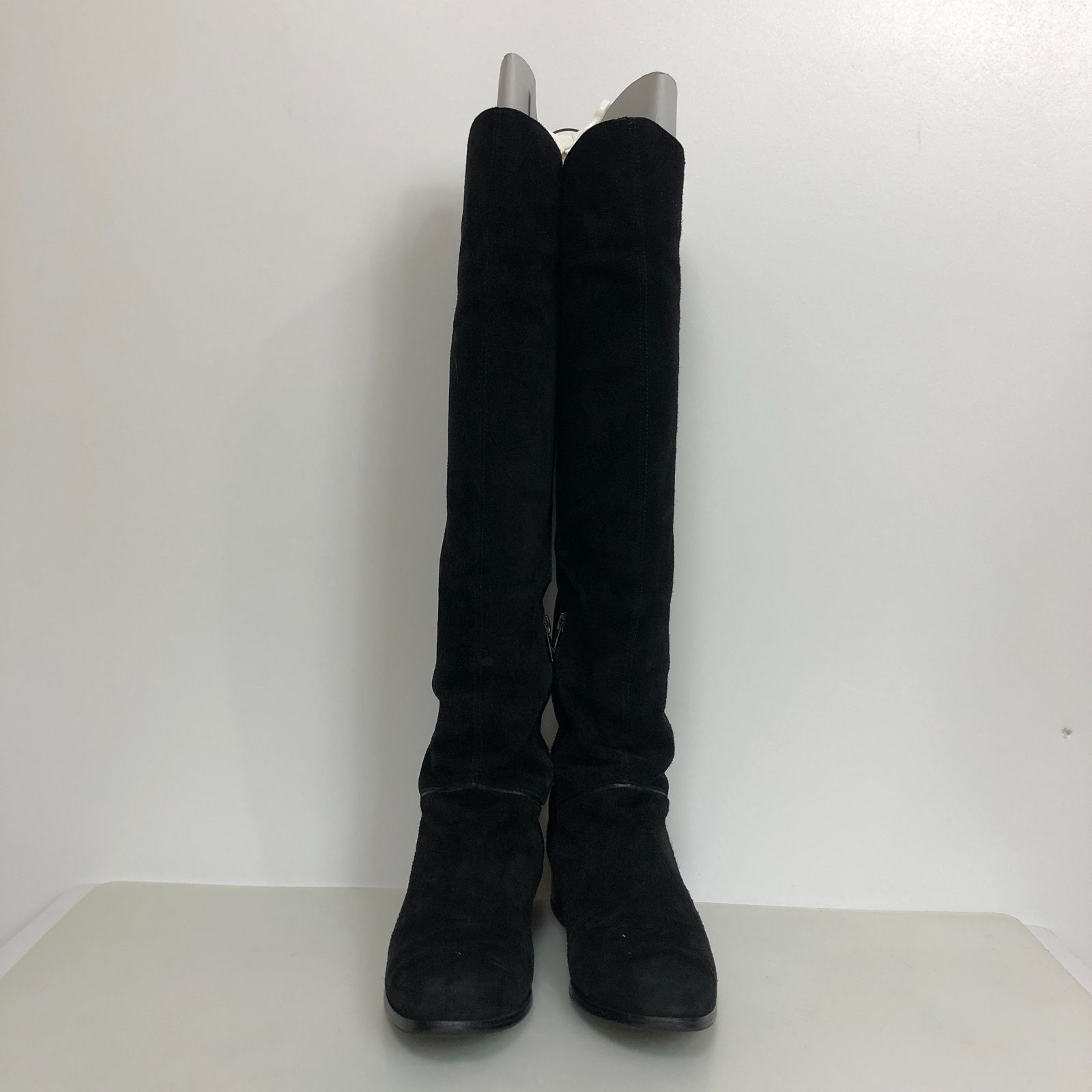 GINZA Kanematsu ロングブーツ スウェード素材 ブラック SGAW 10-9370