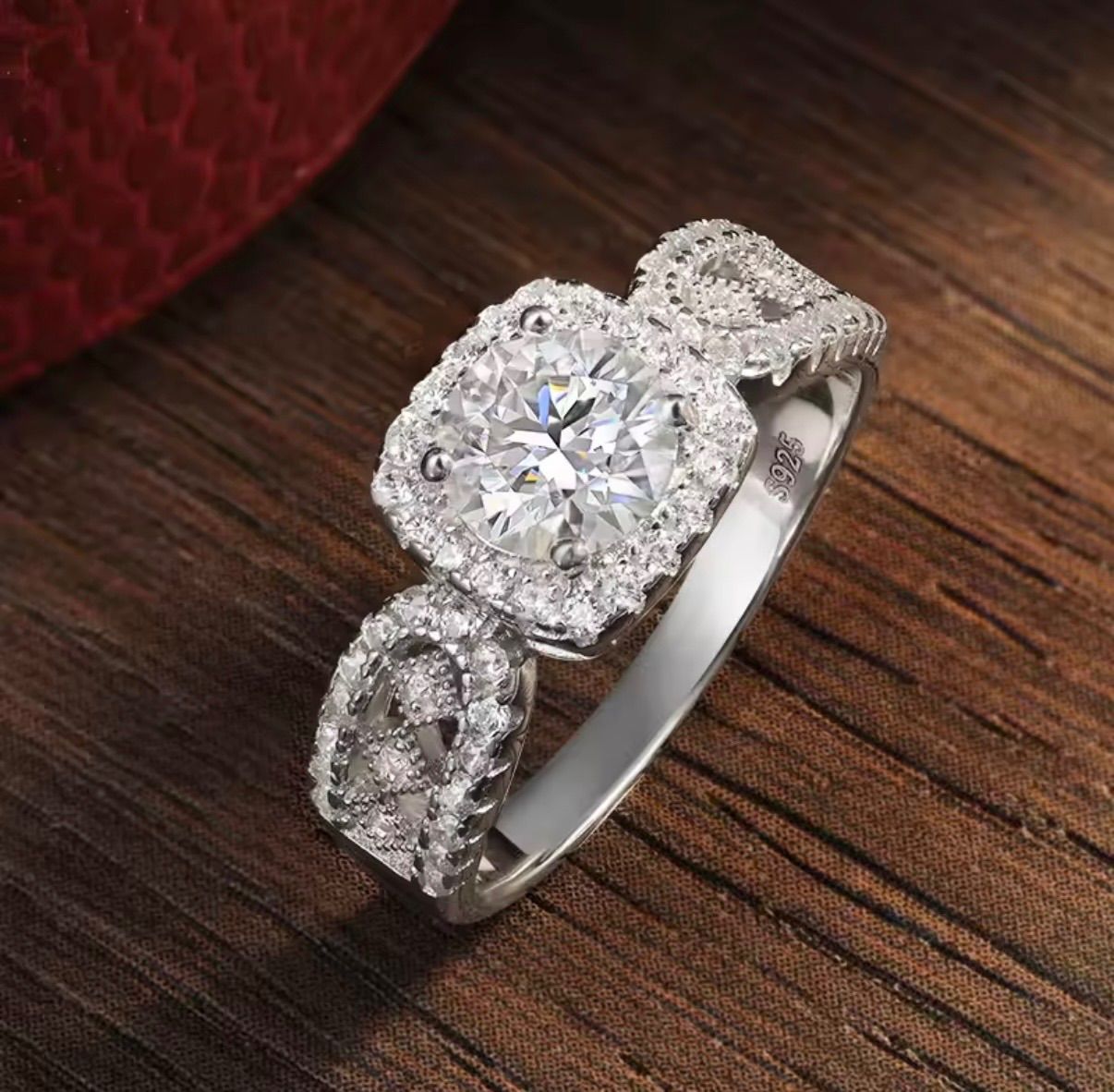 1ct モアサナイトリング VVS1 D GRA鑑定書付 指輪 S925 シルバー925 18Kホワイトゴールドコーティング 婚約 結婚 プレゼント 感 上品 ハロー セッティング Stellux 一生モノ ジュエリー レディース ギフト