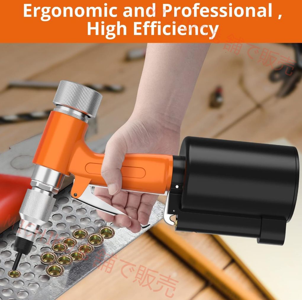 空気圧リベットナットガン 油圧エアリベッター ブラインディングリベッティングナットツール 5PCSメトリックマンドレル付き ボディパネル用ポップリベットナットガンリベッティングマシン 自転車アタッチ イエロー