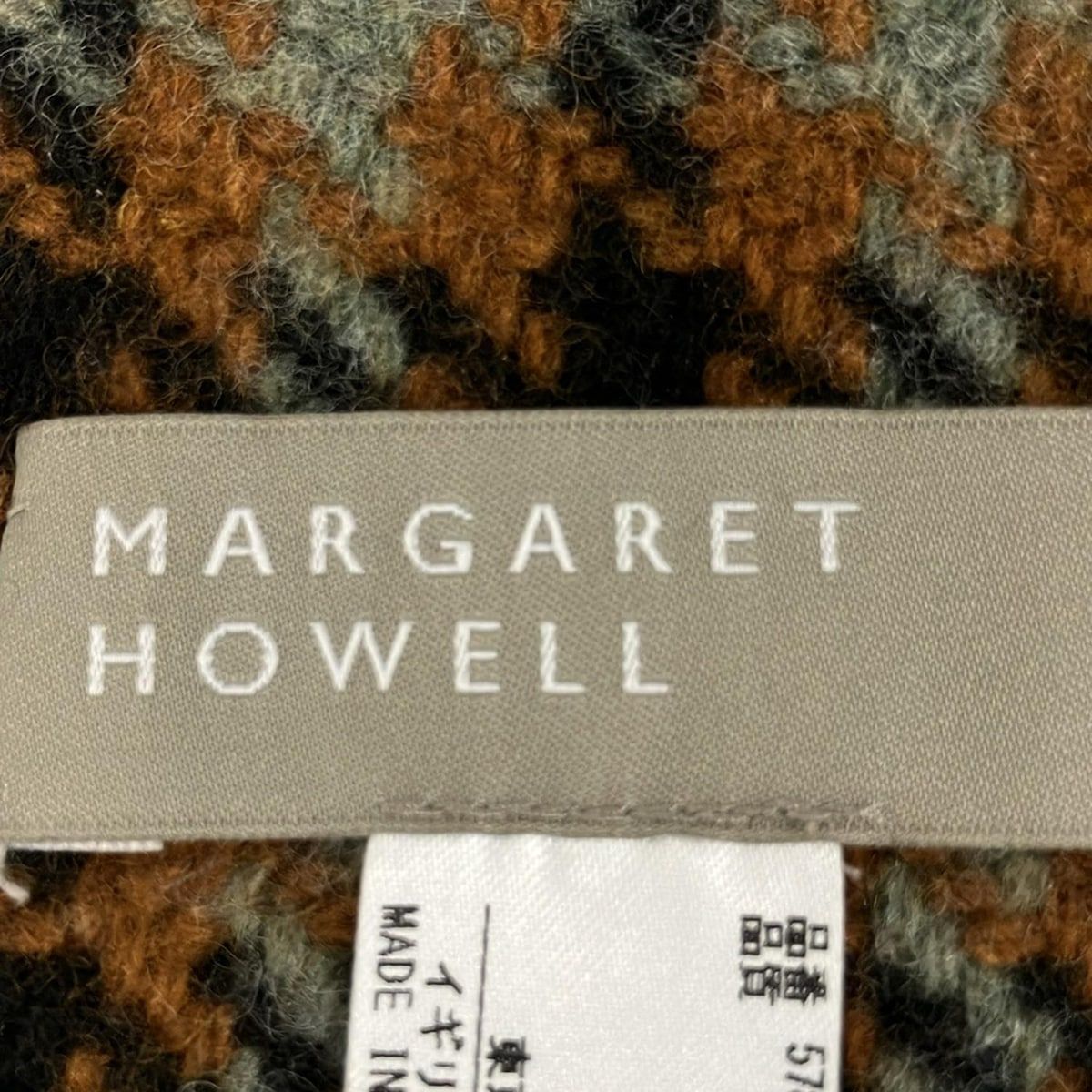 MargaretHowell マーガレットハウエル マフラー - ブラウン×ダークネイビー×グレー 千鳥格子柄 ウール