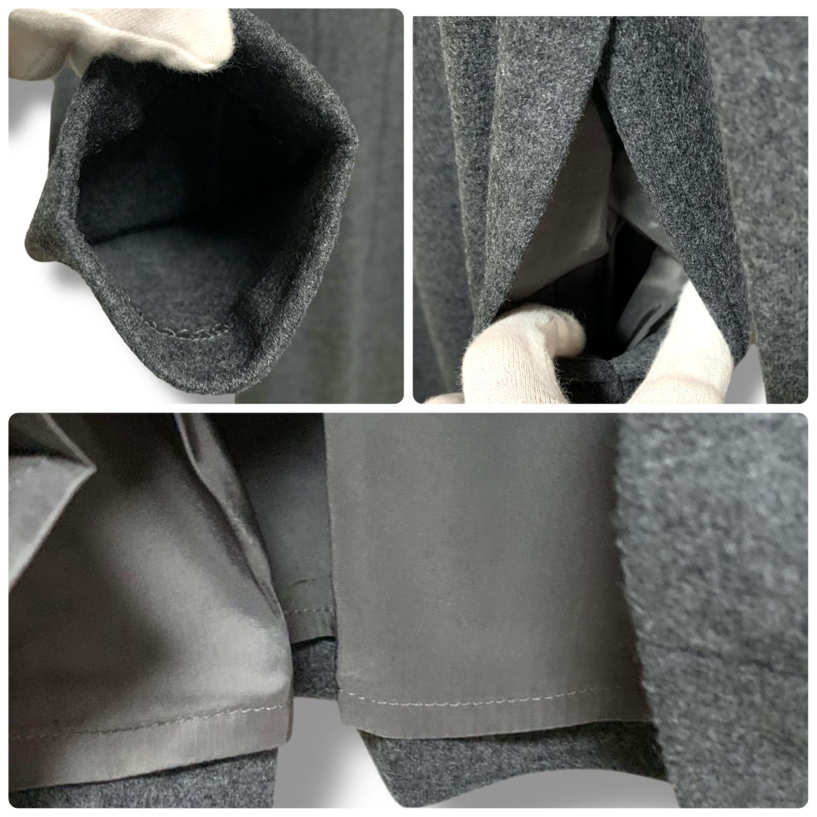 HANAE MORI ハナエモリ チャコールグレー ニットワンピース 長袖 毛100