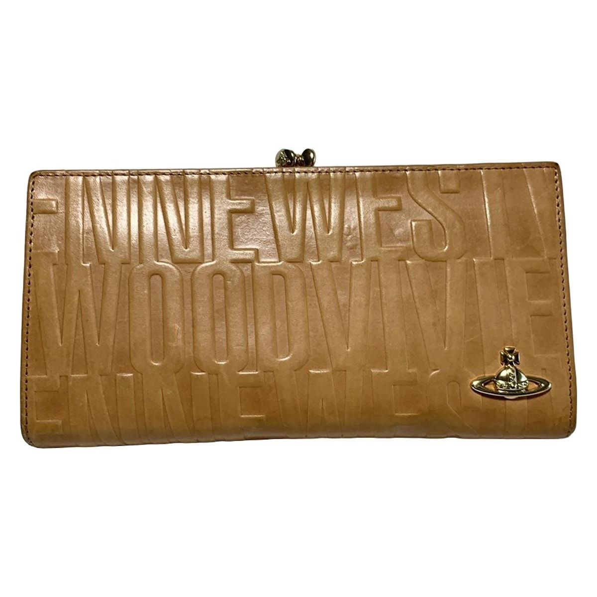 VivienneWestwood ヴィヴィアンウエストウッド 長財布 - ライトブラウン 型押し加工|がま口 レザー