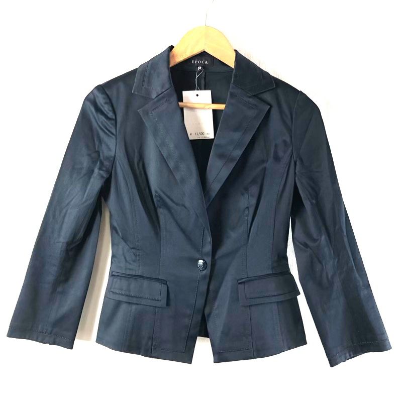 エポカ Epoca セットアップ ジャケットスカート 絹混 ステッチデザイン フ スカート ブラック 38サイズ 866956