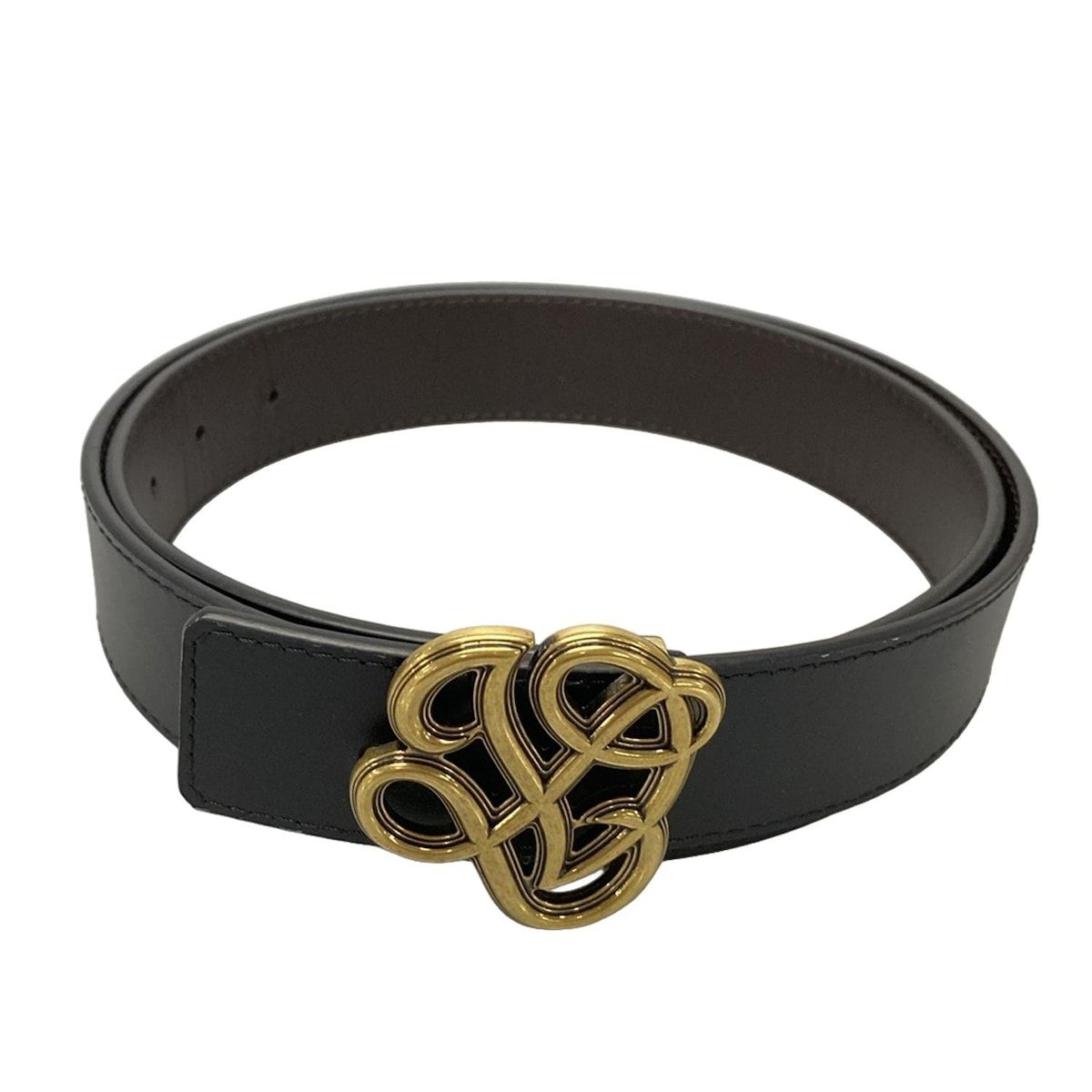 LOUIS VUITTON ルイヴィトン ベルト 95 38 LV ダイナスティ M8880 黒×ダークブラウン レザー