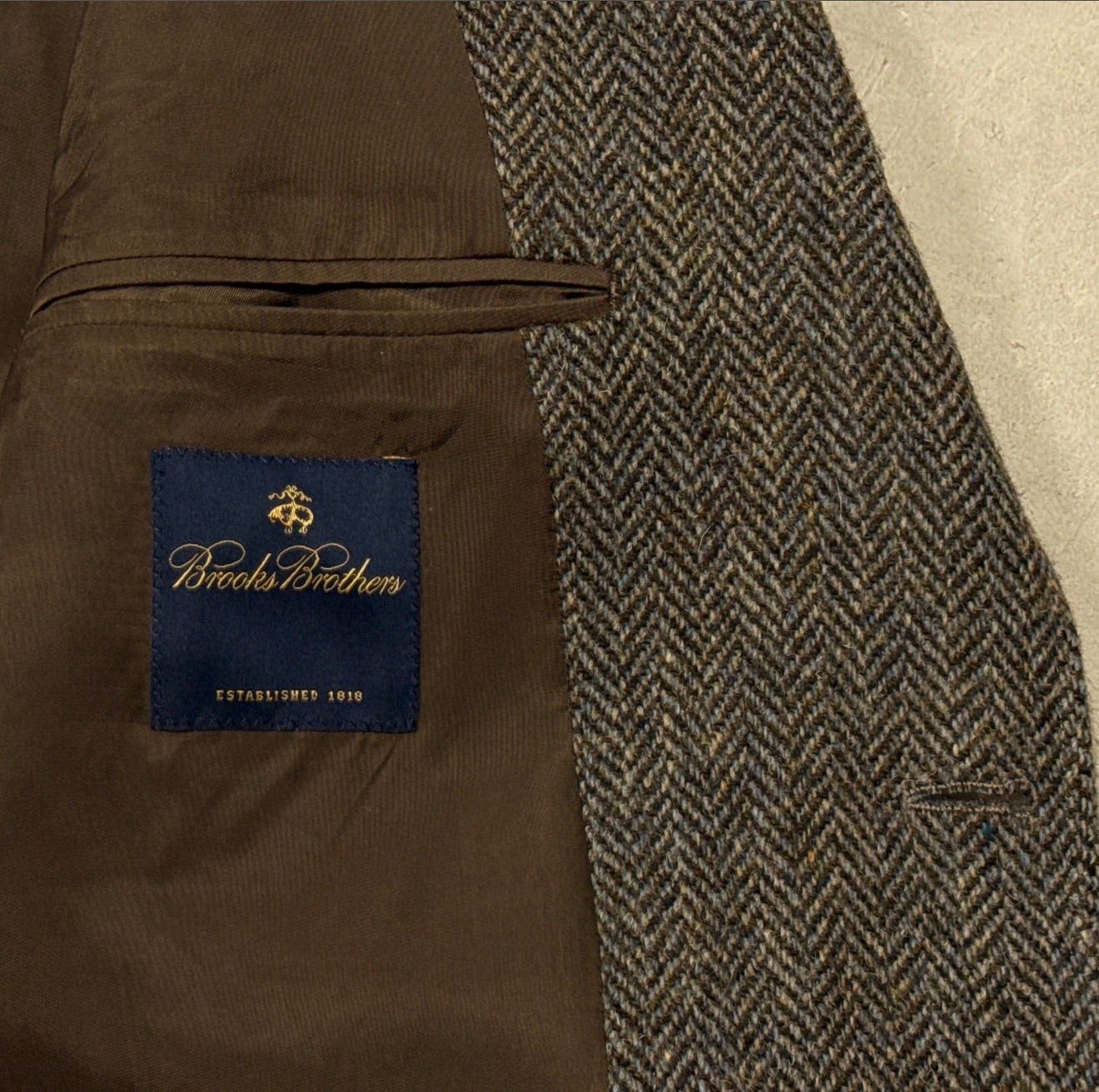 美品定番 BrooksBrothers ハリスツイード 3つ釦段返りサックJKT 美品 Brooks Brothers ハリスツイード 段返り3つボタン サックJKT