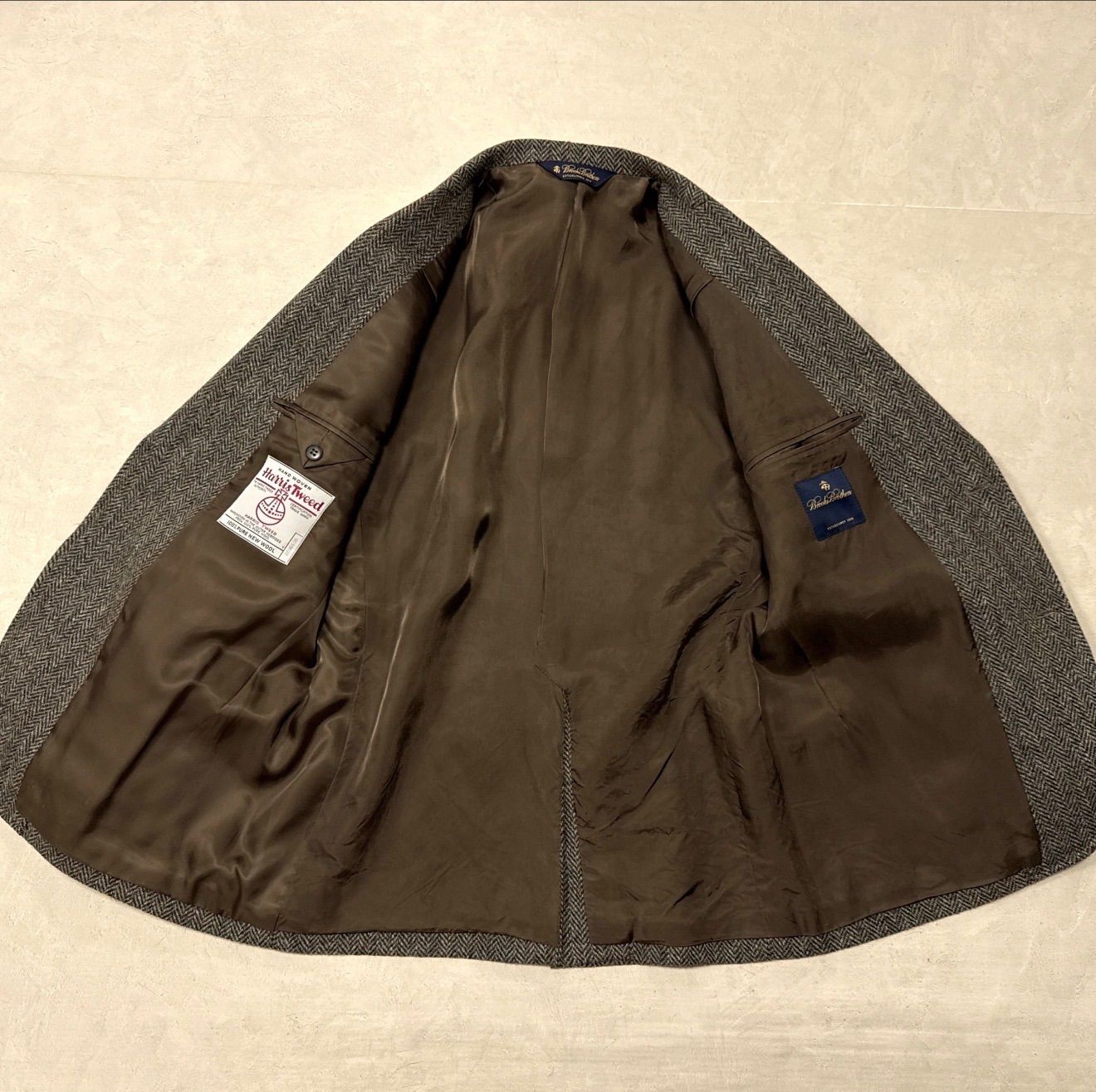 美品 Brooks Brothers ハリスツイード 段返り3つボタン サックJKT