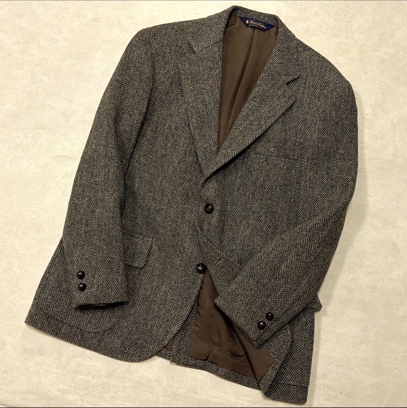 美品 Brooks Brothers ハリスツイード 段返り3つボタン サックJKT