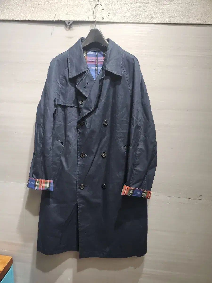 ネイビー CHECK 裏地 トレンチ コート
