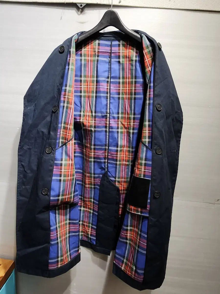 ネイビー CHECK 裏地 トレンチ コート