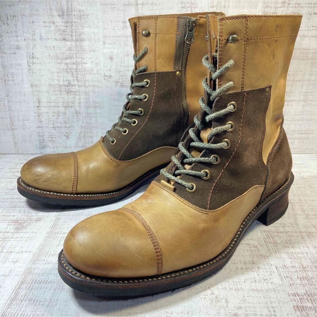 ○アルフレッド バニスター alfredoBANNISTER IN イン 牛革 サイドジップブーツ 5061206001 ヒールブーツ ストレートチップ メンズ 中古 alfredoBANNISTER アルフレッドバニスター レースアップブーツ ジップ