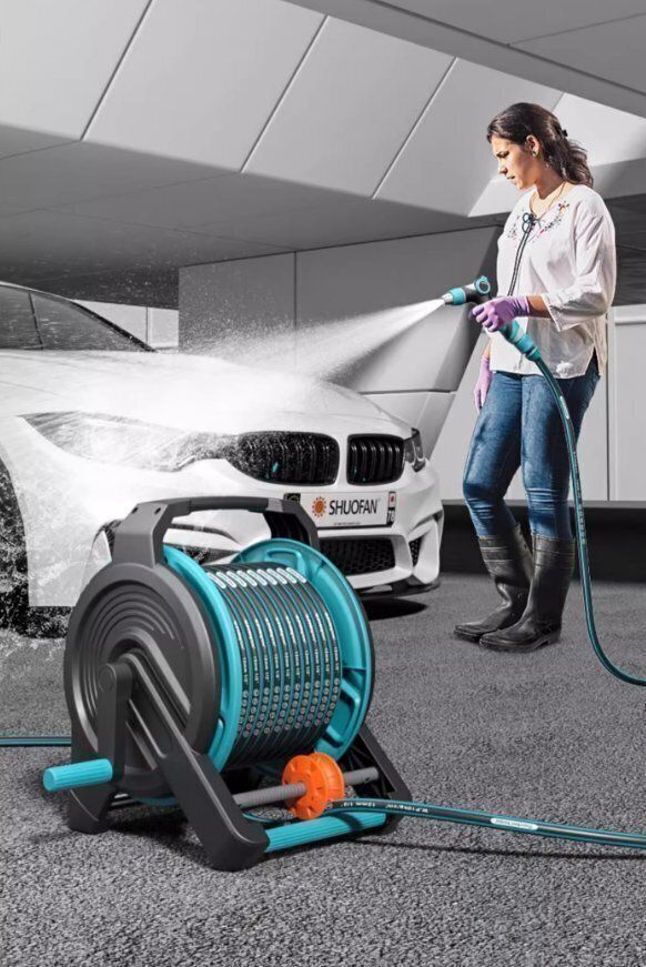 洗車用水圧ガン 花を水やりするための伸縮ホース 家庭用の地面洗浄 増圧スプレ