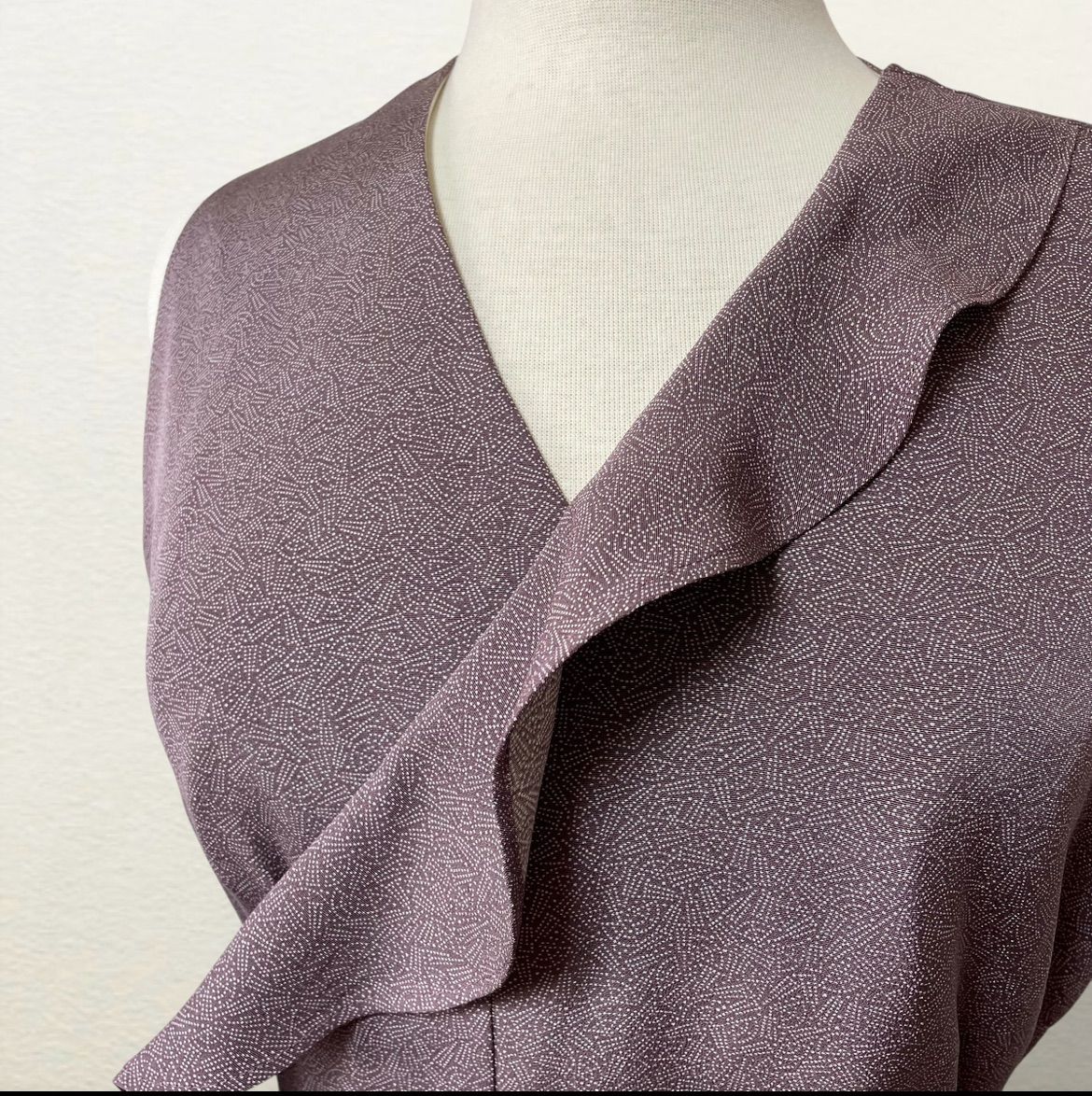 パープルグレーのお着物で作ったフ