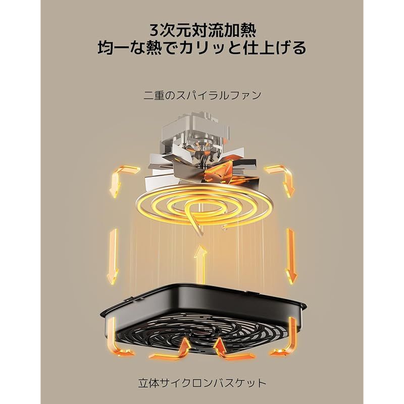 Xiaomi エアフライヤー エッセンシャル 6L 大容量 家庭用 電気 エアフライヤー 卓上 揚げ物 惣菜 1~60分間タイマー 温度調節 360°循環加熱 1200Wの高出力 80~200°Cの温度制御 12種類調理 1