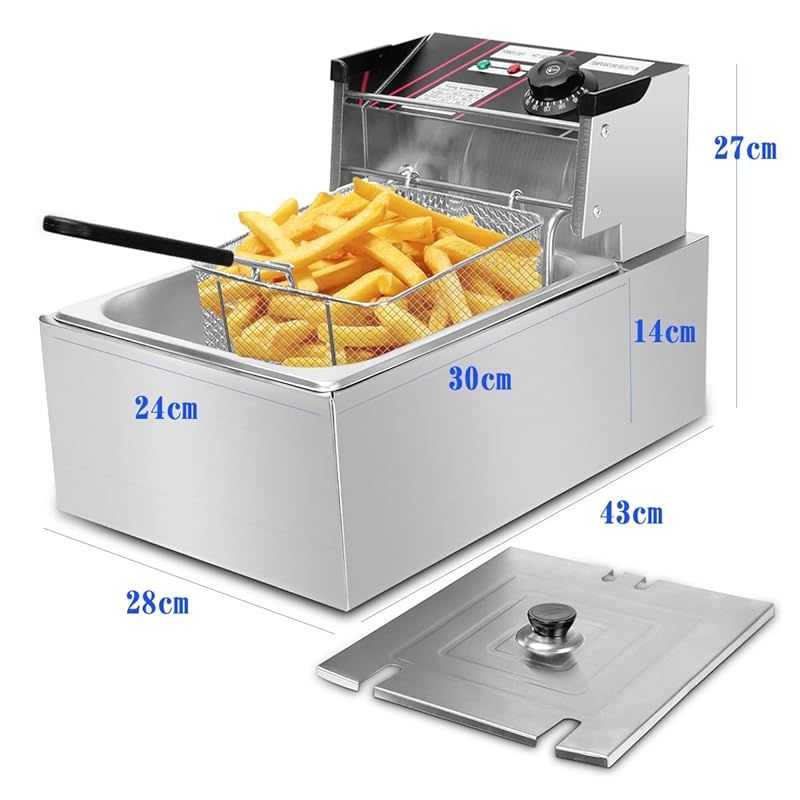 Ozonlife 卓上フライヤー 業務用 家庭用 フライヤー 6L大容量 ステンレス 電気フライヤー 60-200℃ 揚げ物や天ぷら等に 1