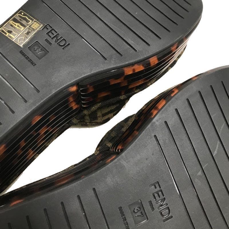 未使用 フェンディ ズッカ レディース サンダル 厚底 シューズ 箱付