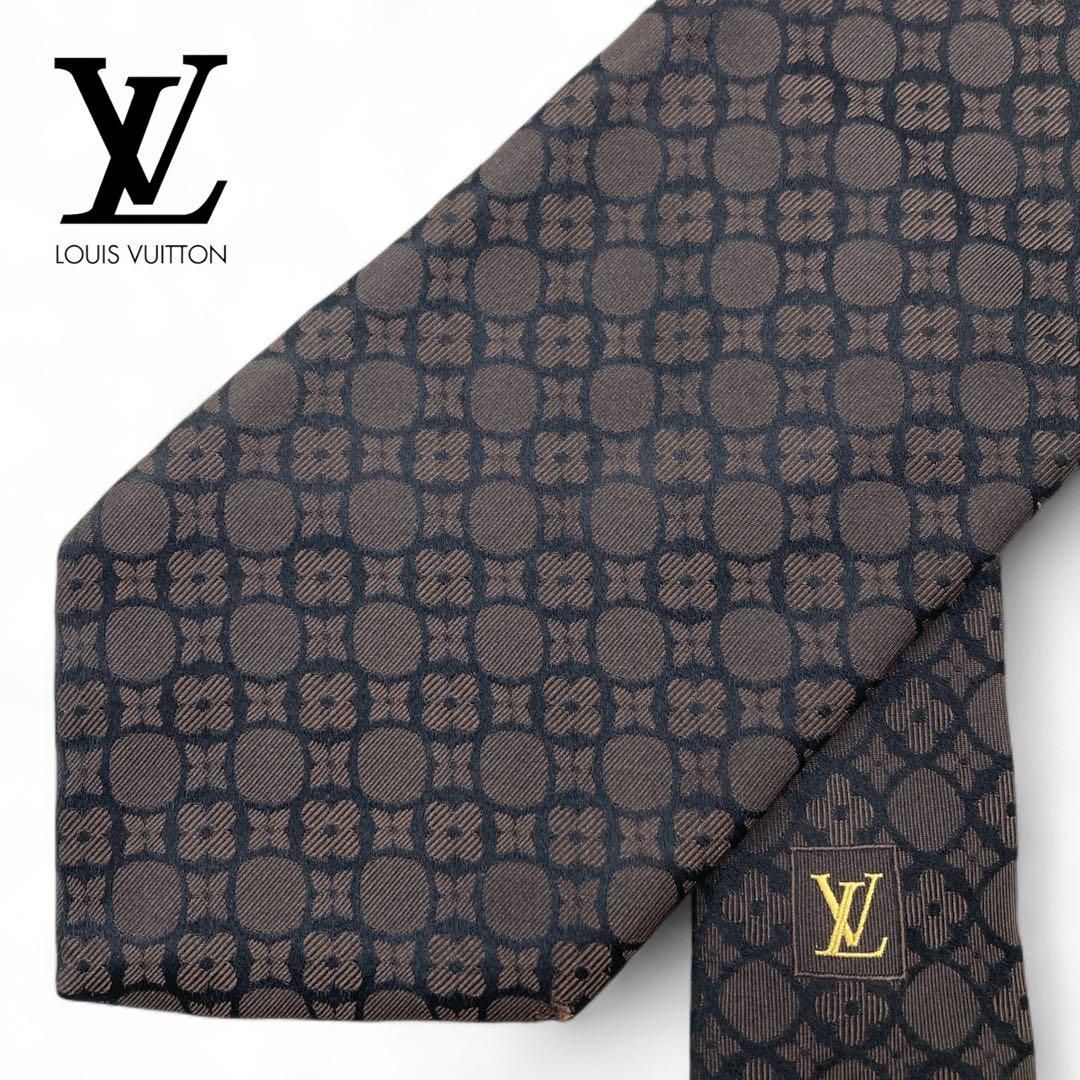 ルイヴィトン ネクタイ ダークブラウン シルク イタリア製