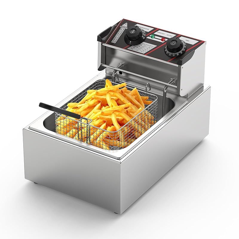 BriSunshine 電気フライヤー 10L 卓上フライヤー 業務用 揚げ物器 60℃-200℃温度調節 タイマー機能付き 家庭用 大容量 100|?110 1600W ステンレス鋼 省エネ 防錆性あり お手入れ簡単 日本語説明書付き