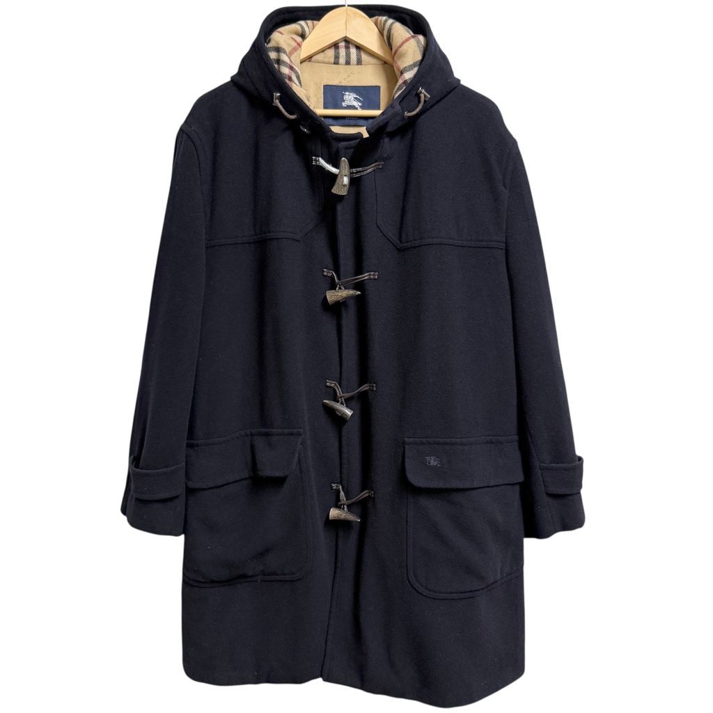 BURBERRY LONDON バーバリーロンドン ダッフルコート ウールライニング 裏地チェック柄 トグルボタン 紺 ネイビー No.H923