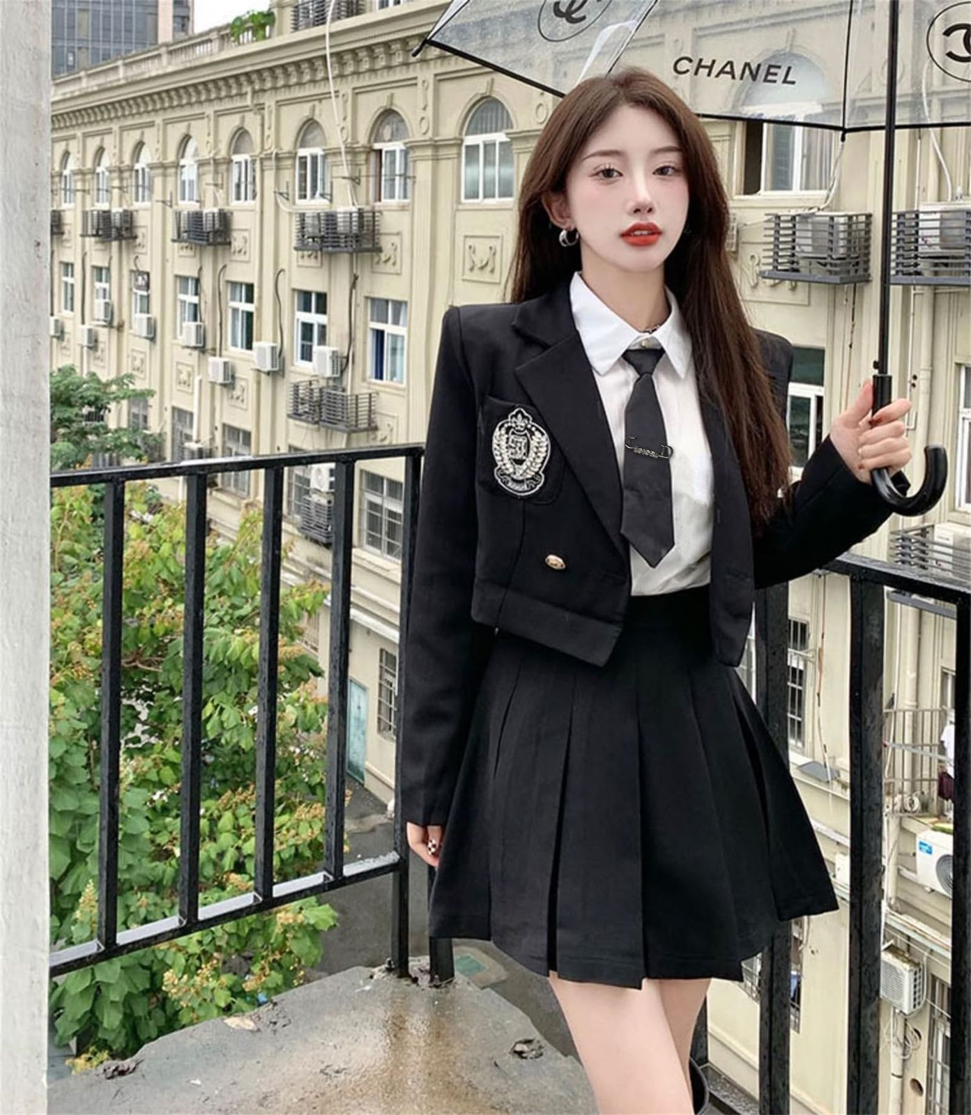 QOOLY 卒業式スーツ 女子高生 制服 コスプレ ロリータ ゴスロリ 衣装 学生服 ブレザー プリーツスカート ネクタイ シャツ 4点セット 女子高校生 女子制服 JK制服 スクール ジャケット スクールスーツ コスチューム 仮装 学園祭 文化祭